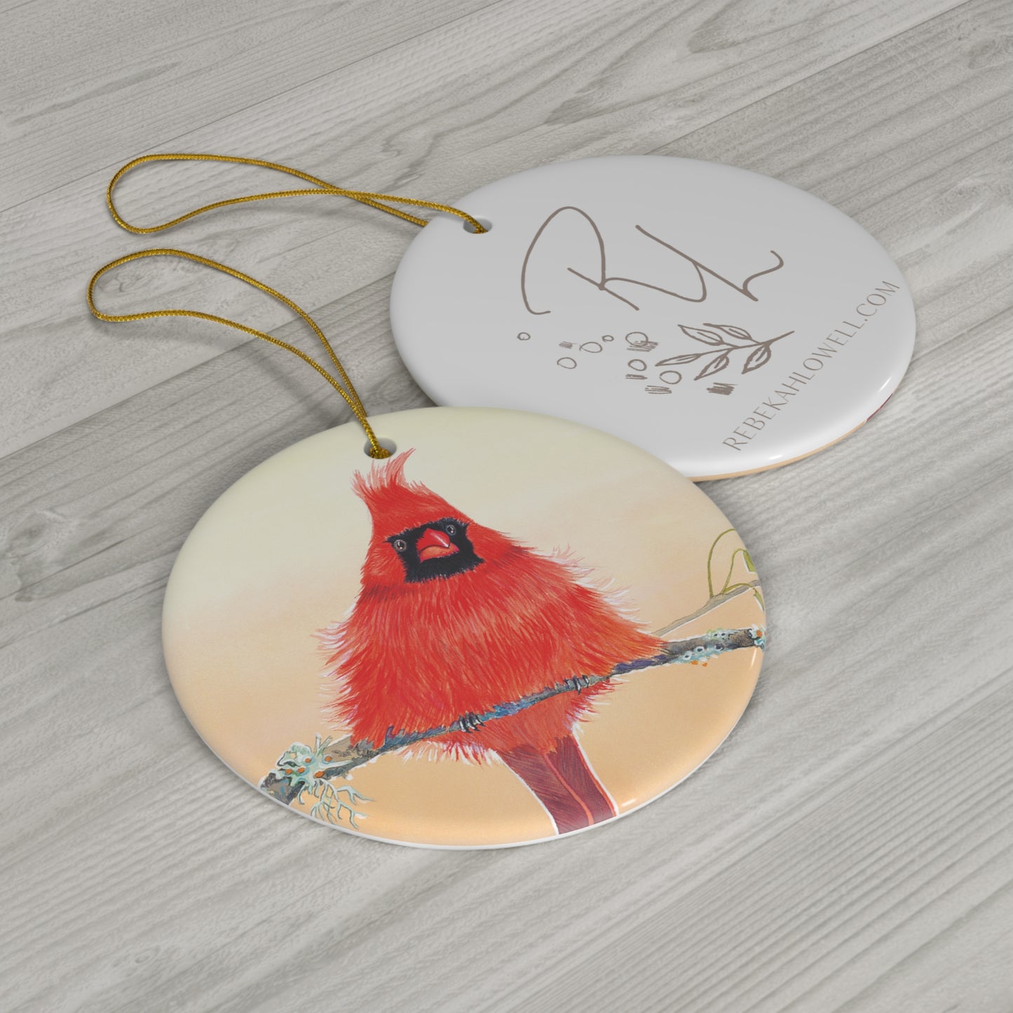 Cardinal Ornament, ceramic
