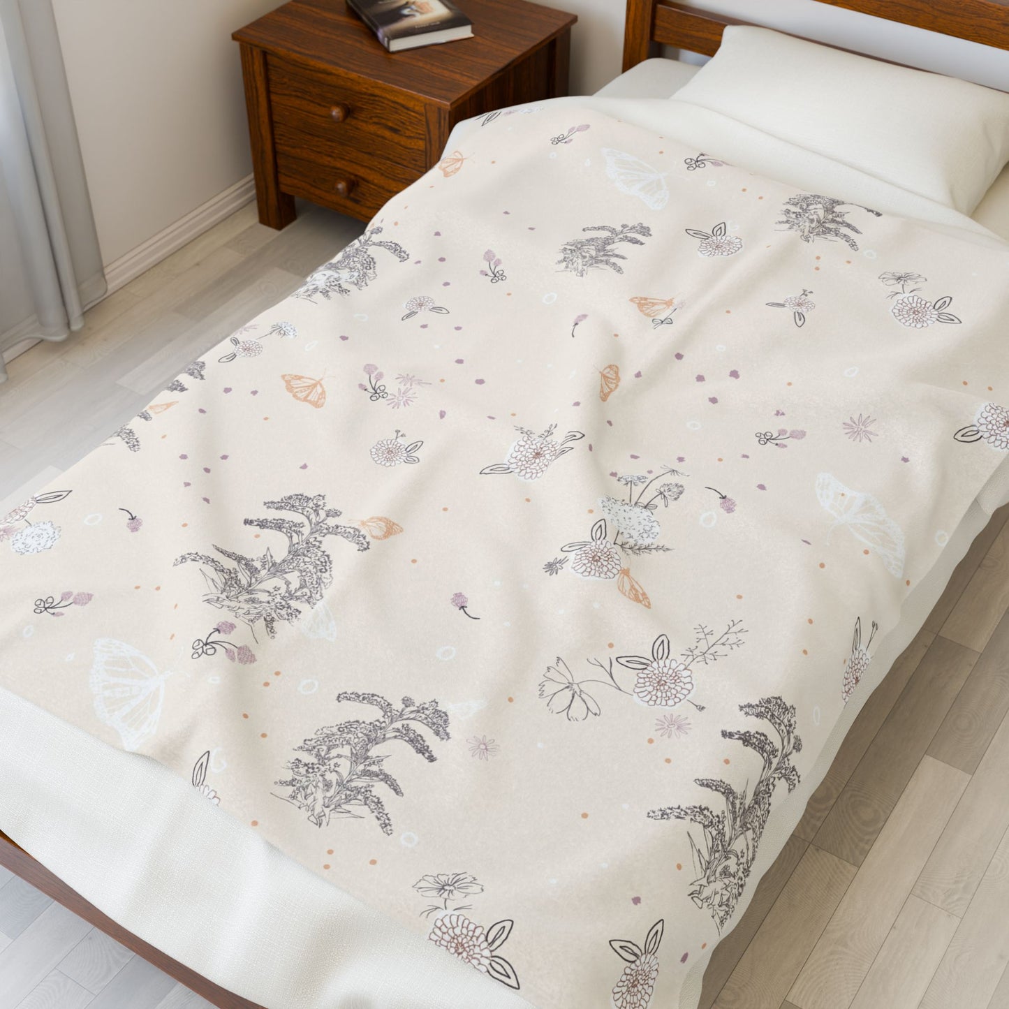 Monarch Bouquet Velveteen Plush Blanket