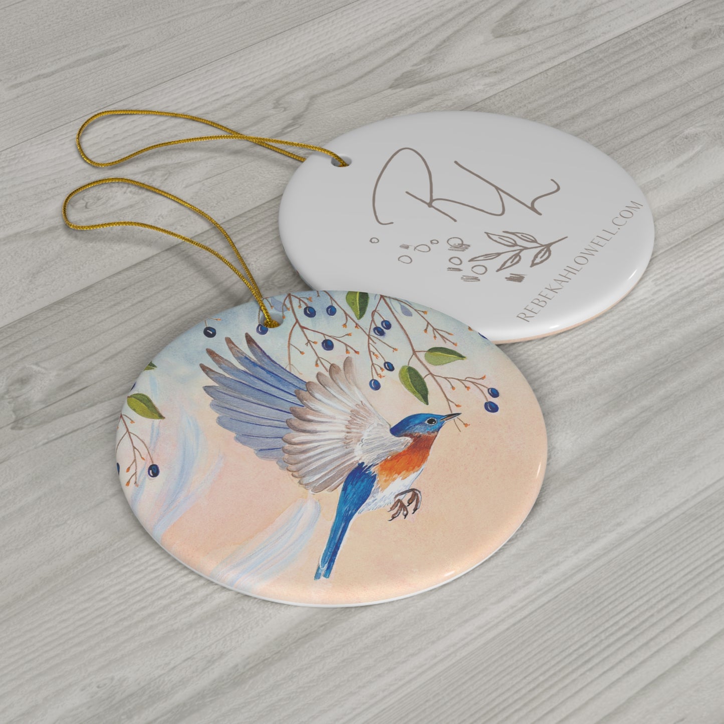 Eastern Bluebird Ornament, ceramic