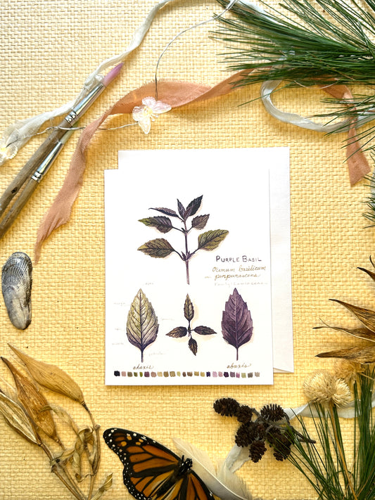 Purple Basil Botanical Blank Notecard