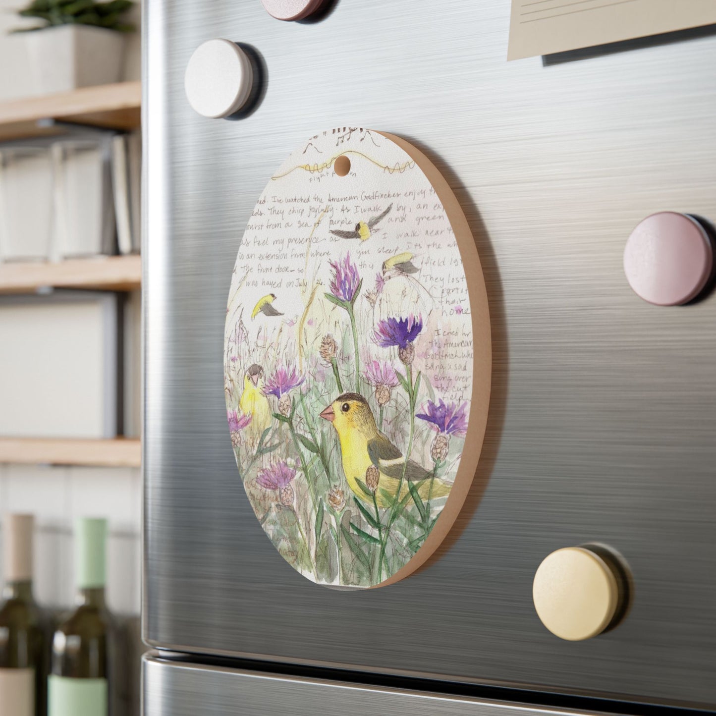 Copy of Cedar Waxwing Nature Journal Page Wooden Ornament