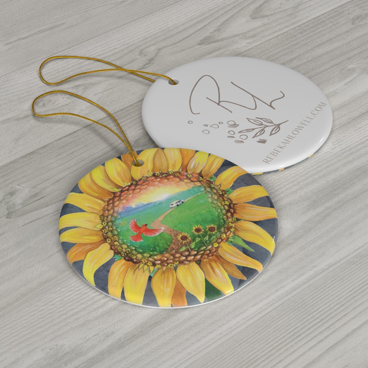 The Road to After Sunflower Ornament, ceramic