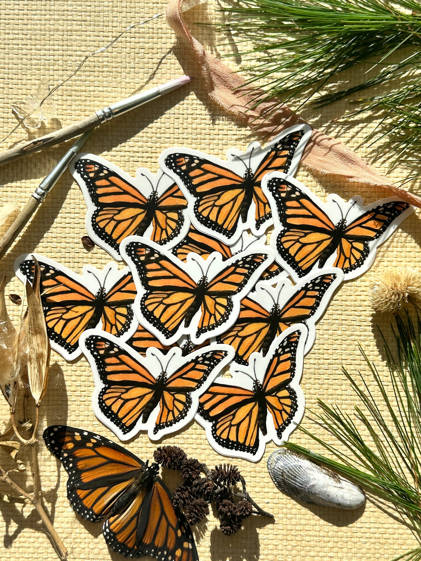Monarch Butterfly in Flight Vinyl Decal Bumper Sticker