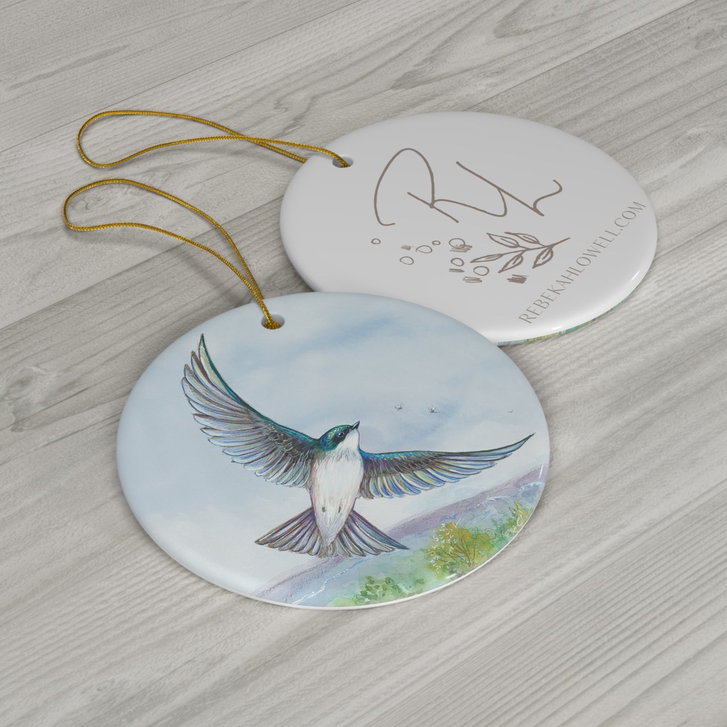 Tree Swallow Ornament, ceramic