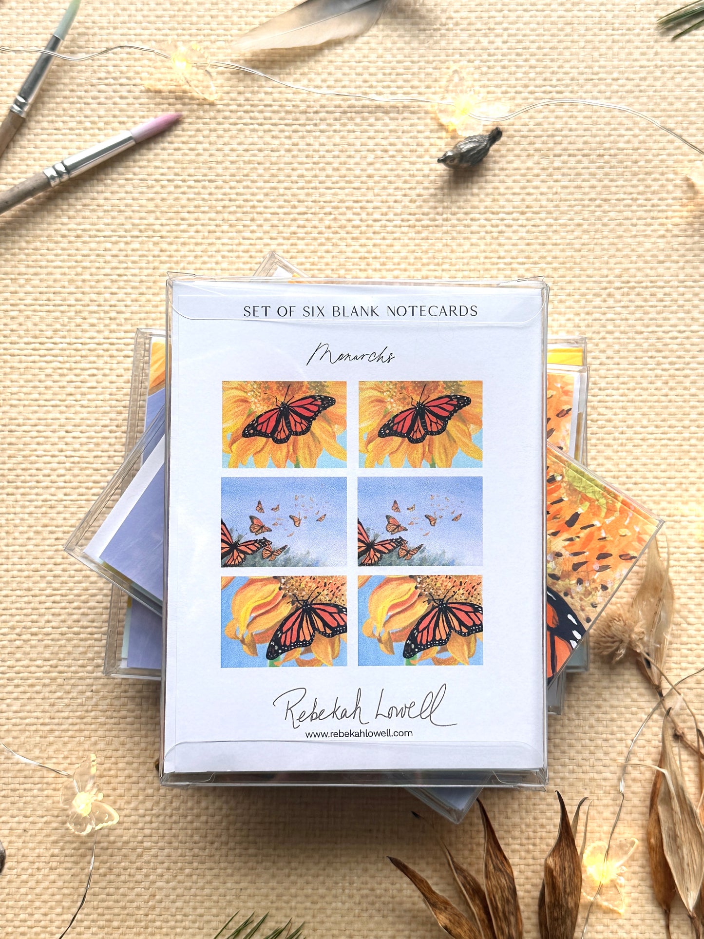 Boxed Set of Six Blank Notecards, Monarchs Collection