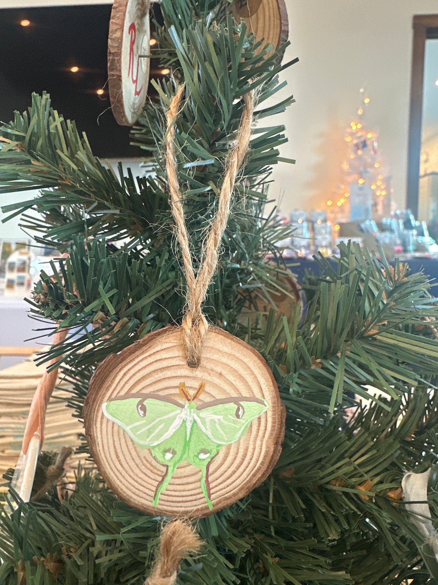 Hand painted Luna Moth Ornament