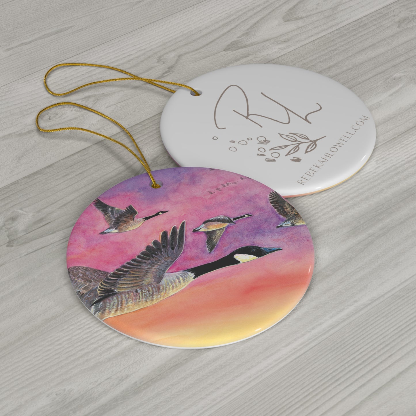 Canada Geese Ornament, ceramic