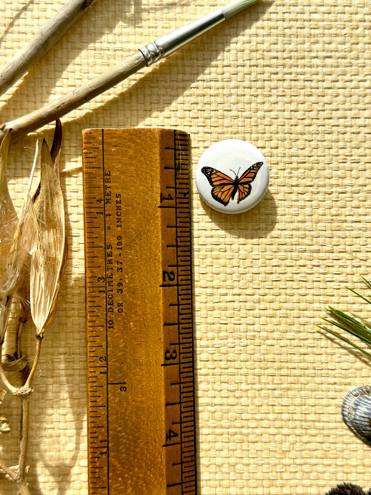 Monarch Butterfly on 1" Pin Button
