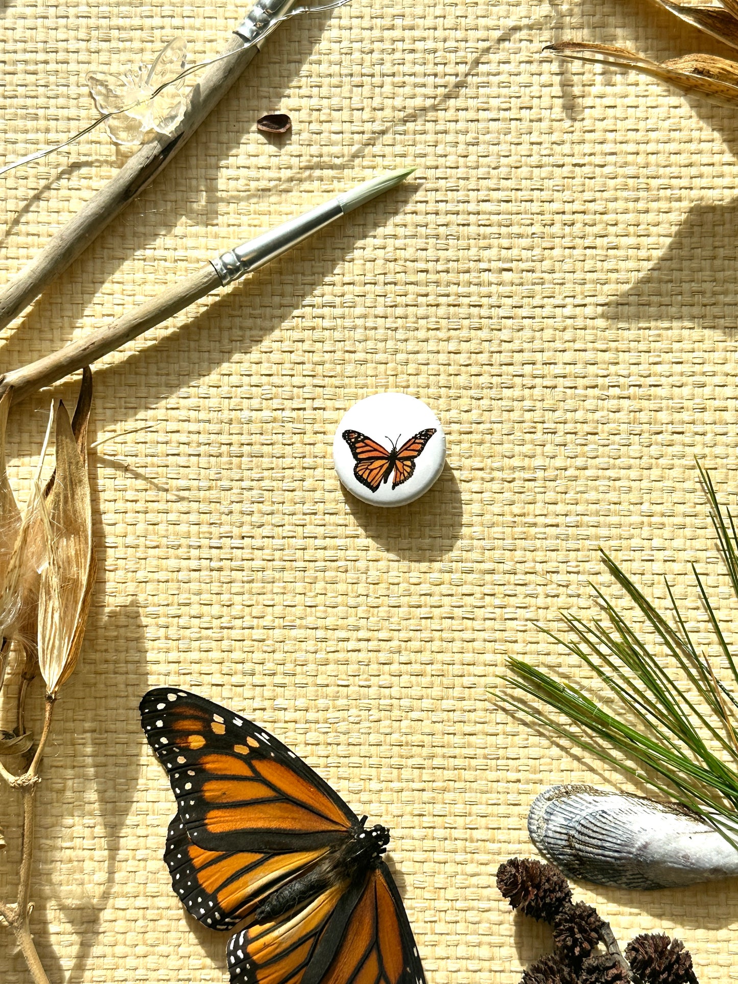 Monarch Butterfly on 1" Pin Button