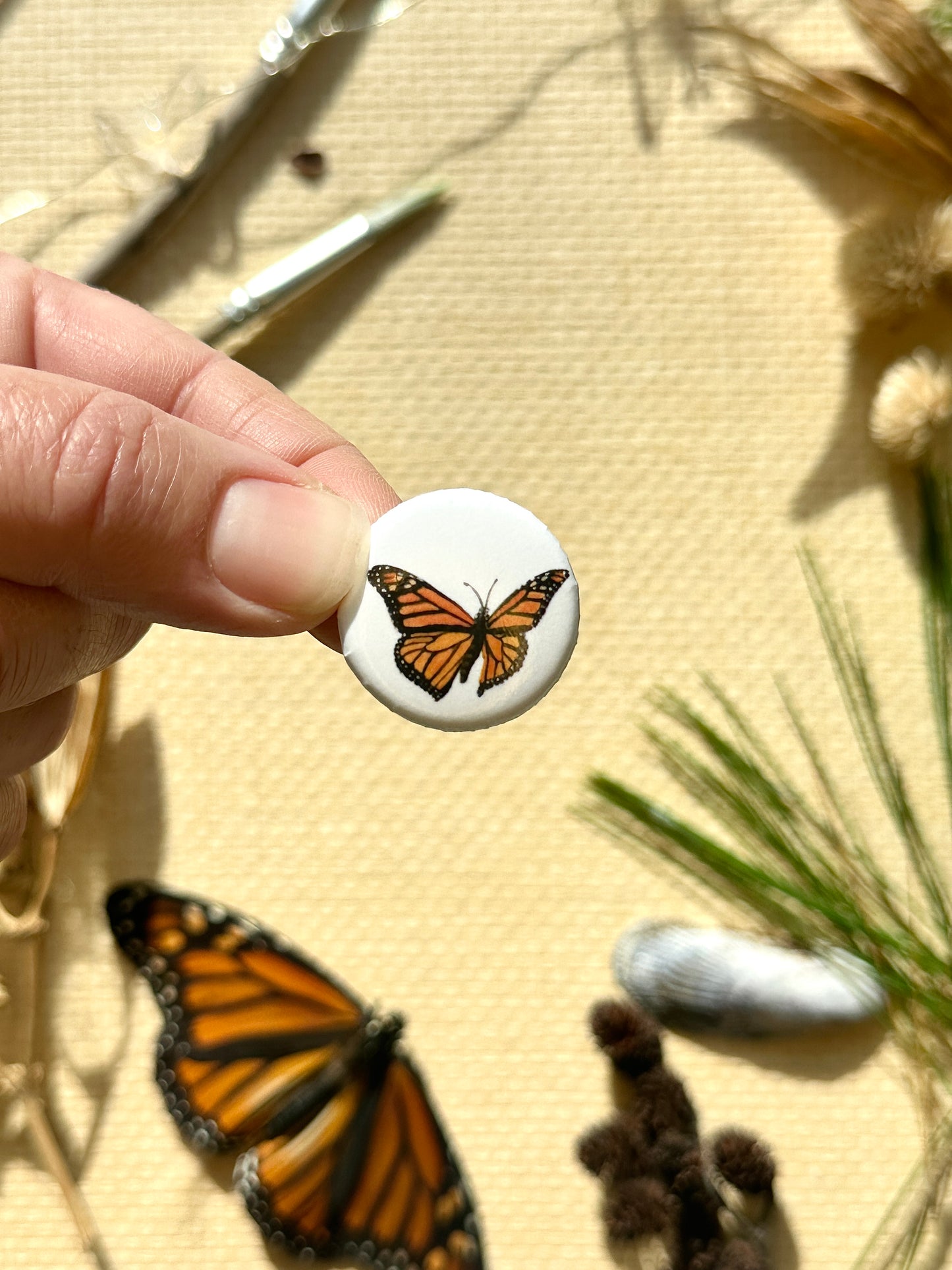Monarch Butterfly on 1" Pin Button