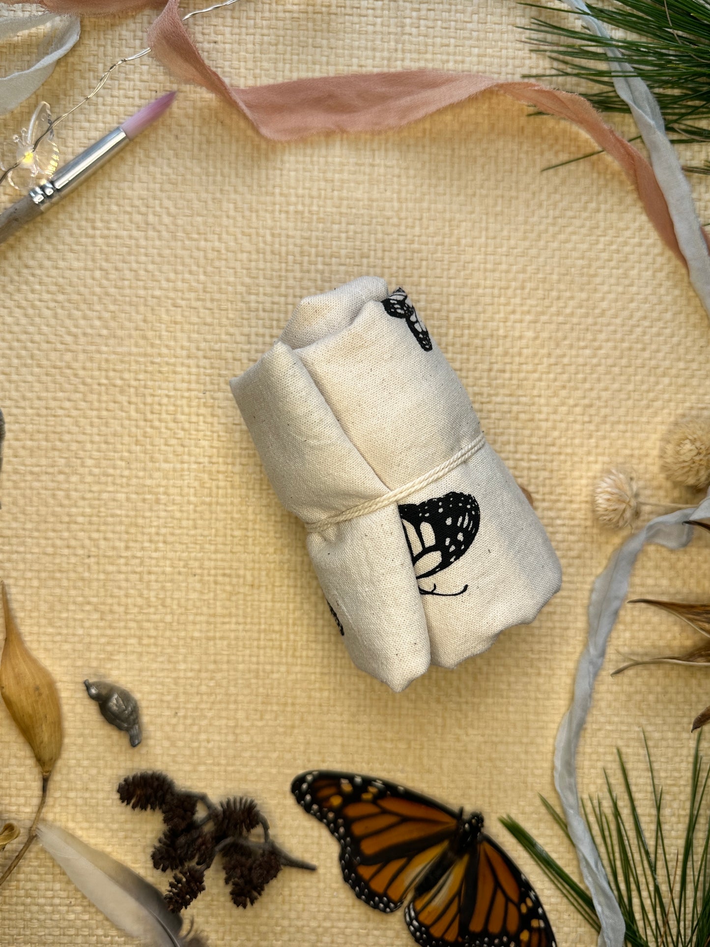 Monarch Butterfly Tea Towel, Black