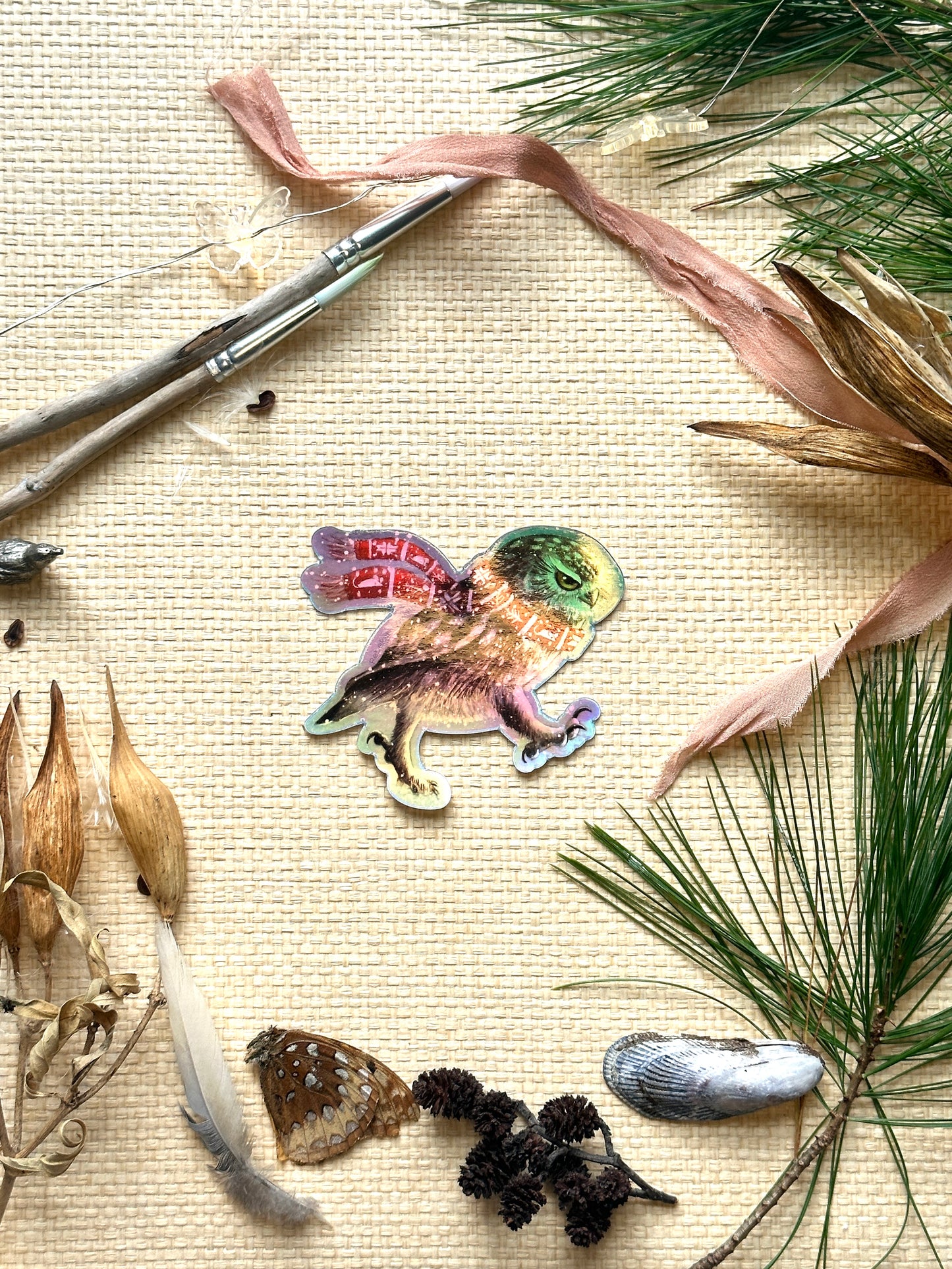 Grumpy Owl Holographic Vinyl Decal Bumper Sticker