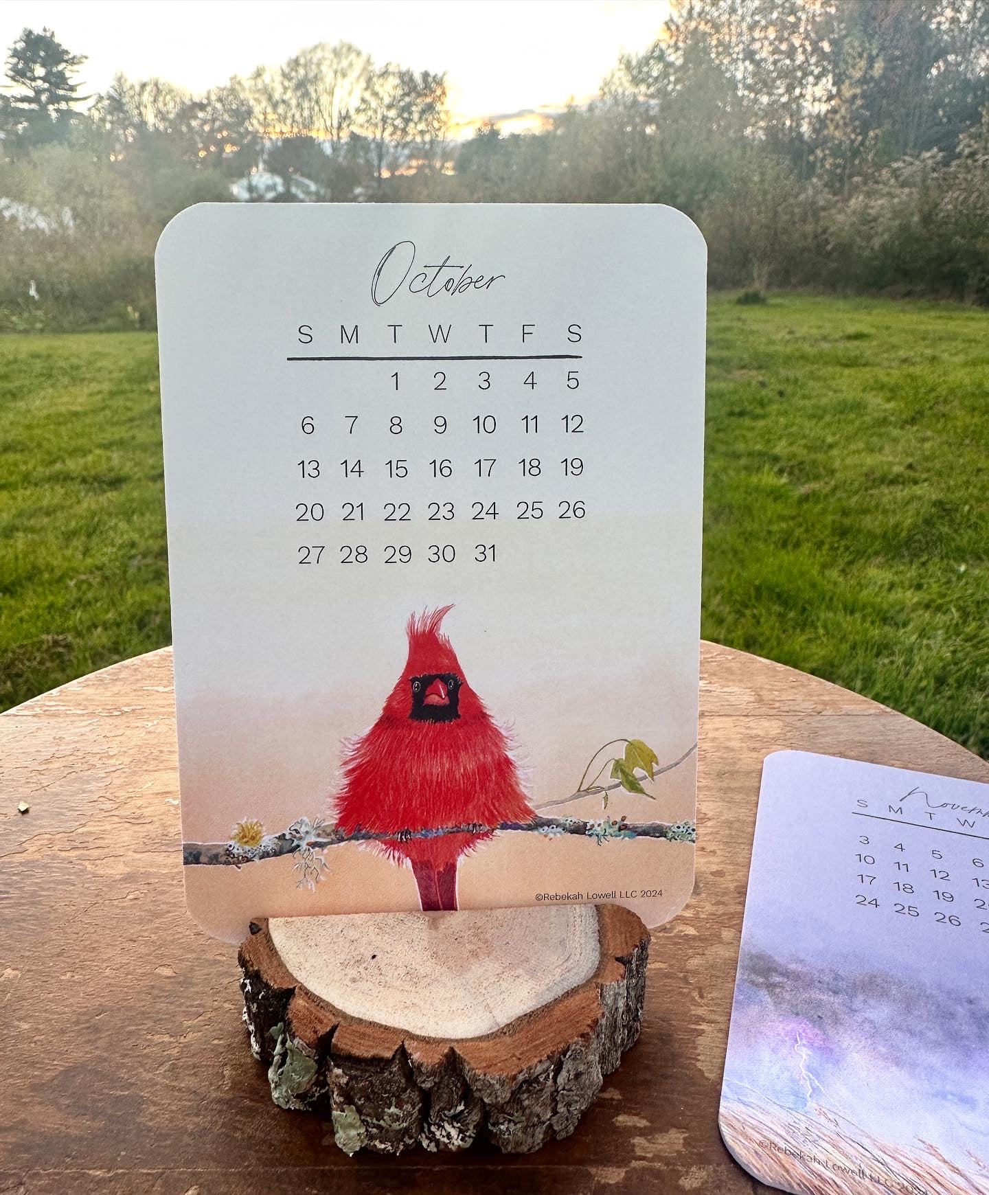 2024 Catching Flight Desk Calendar with Natural Wood Stand