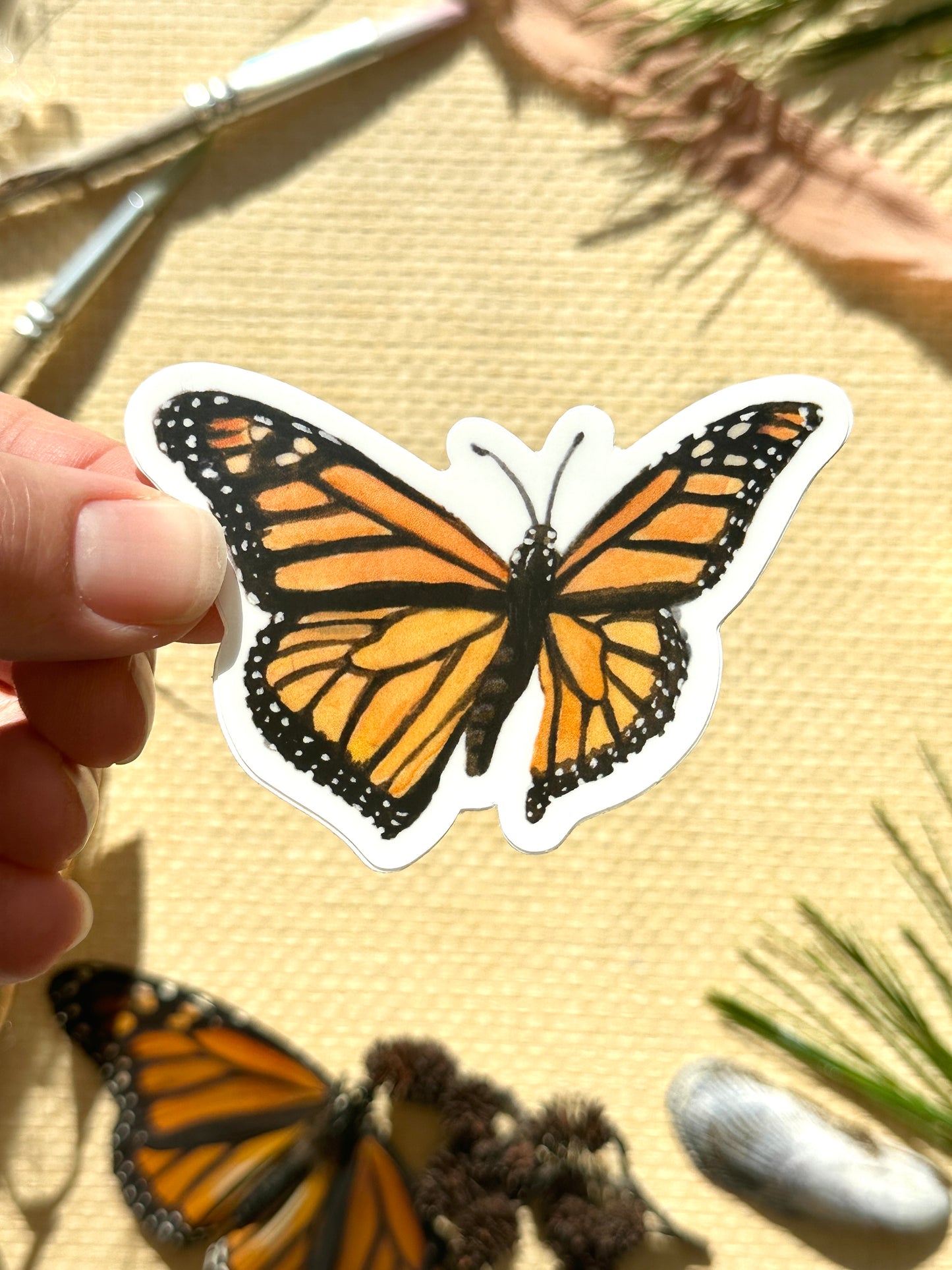 Monarch Butterfly in Flight Vinyl Decal Bumper Sticker