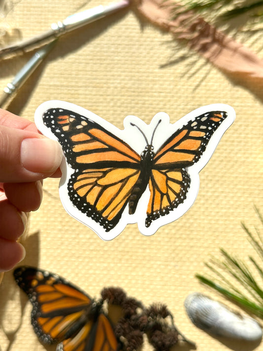 Monarch Butterfly in Flight Vinyl Decal Bumper Sticker