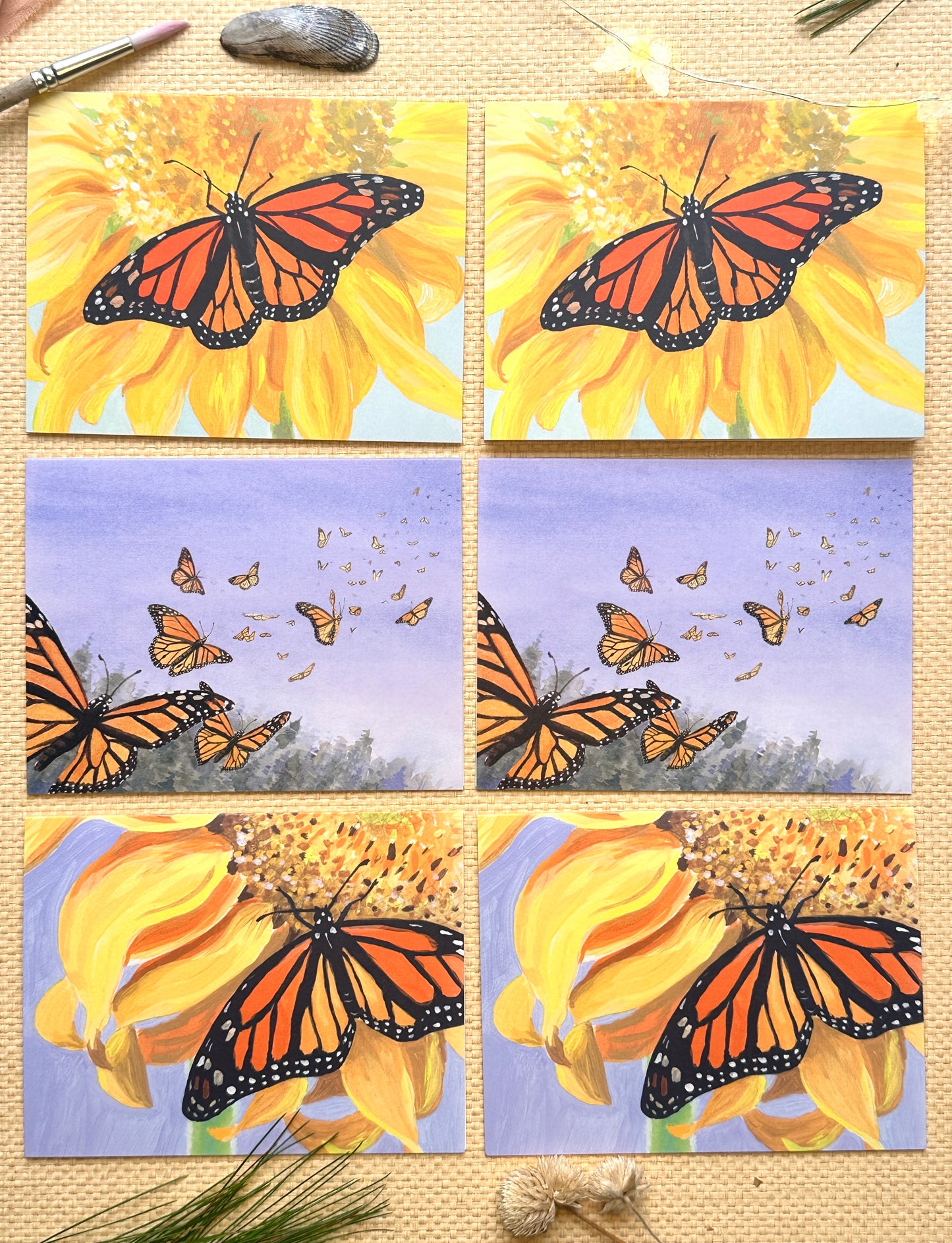 Boxed Set of Six Blank Notecards, Monarchs Collection