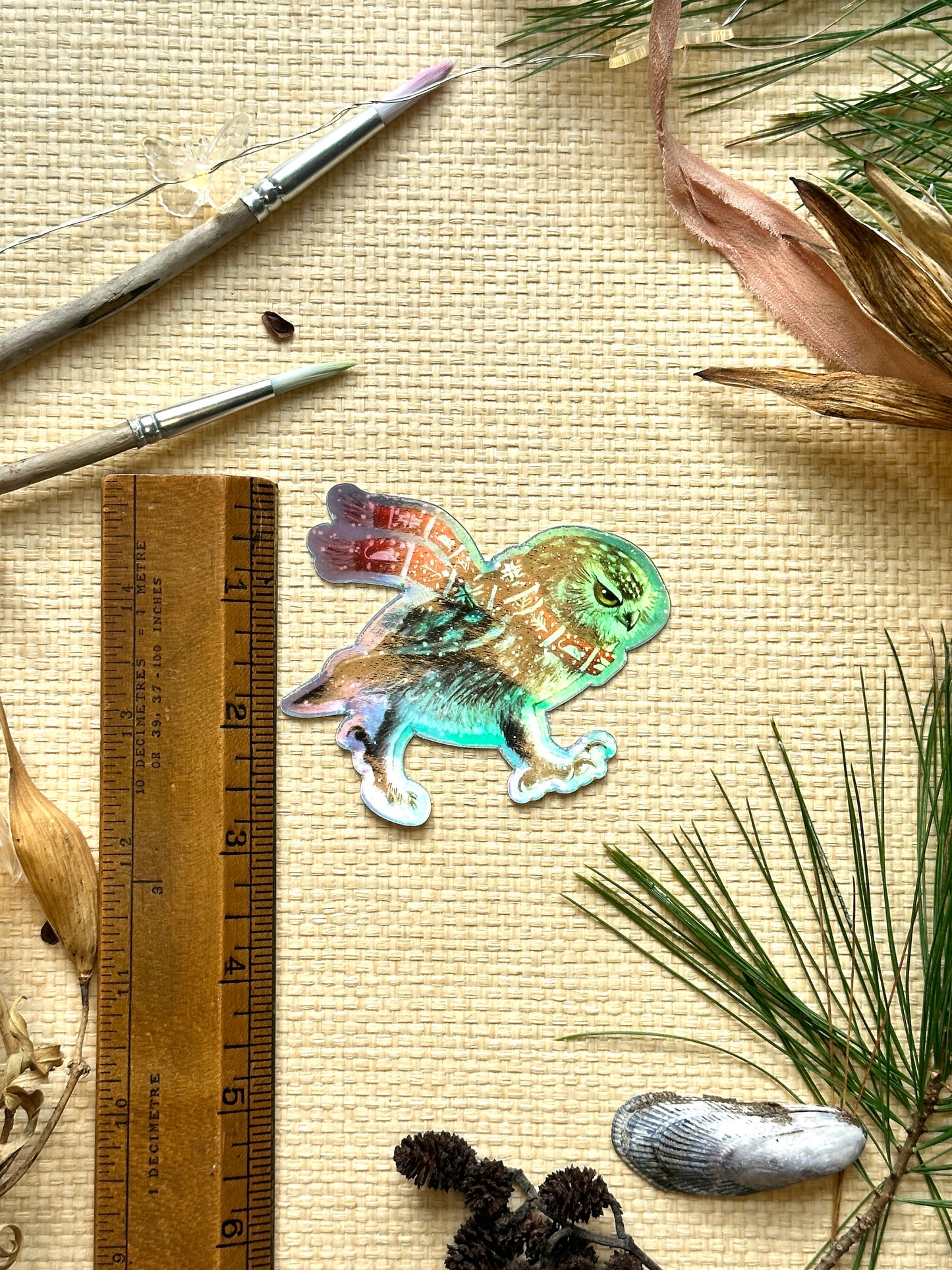 Grumpy Owl Holographic Vinyl Decal Bumper Sticker