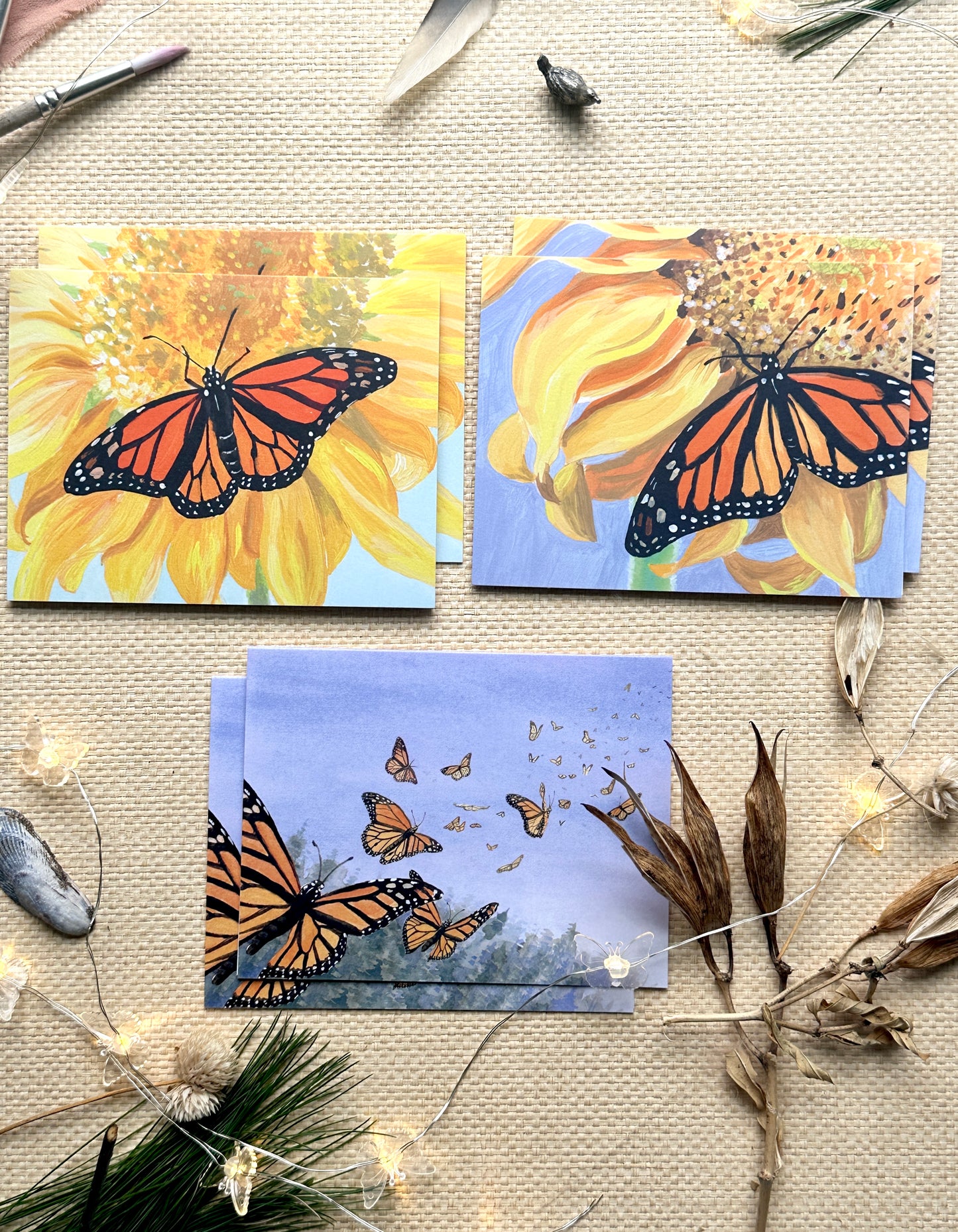 Boxed Set of Six Blank Notecards, Monarchs Collection