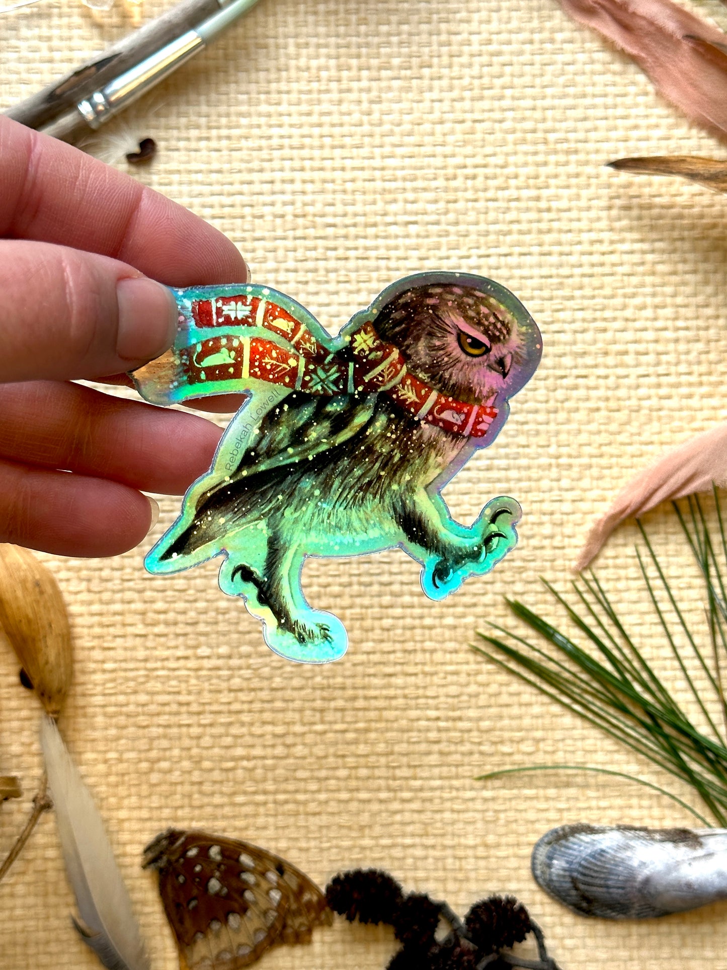 Grumpy Owl Holographic Vinyl Decal Bumper Sticker