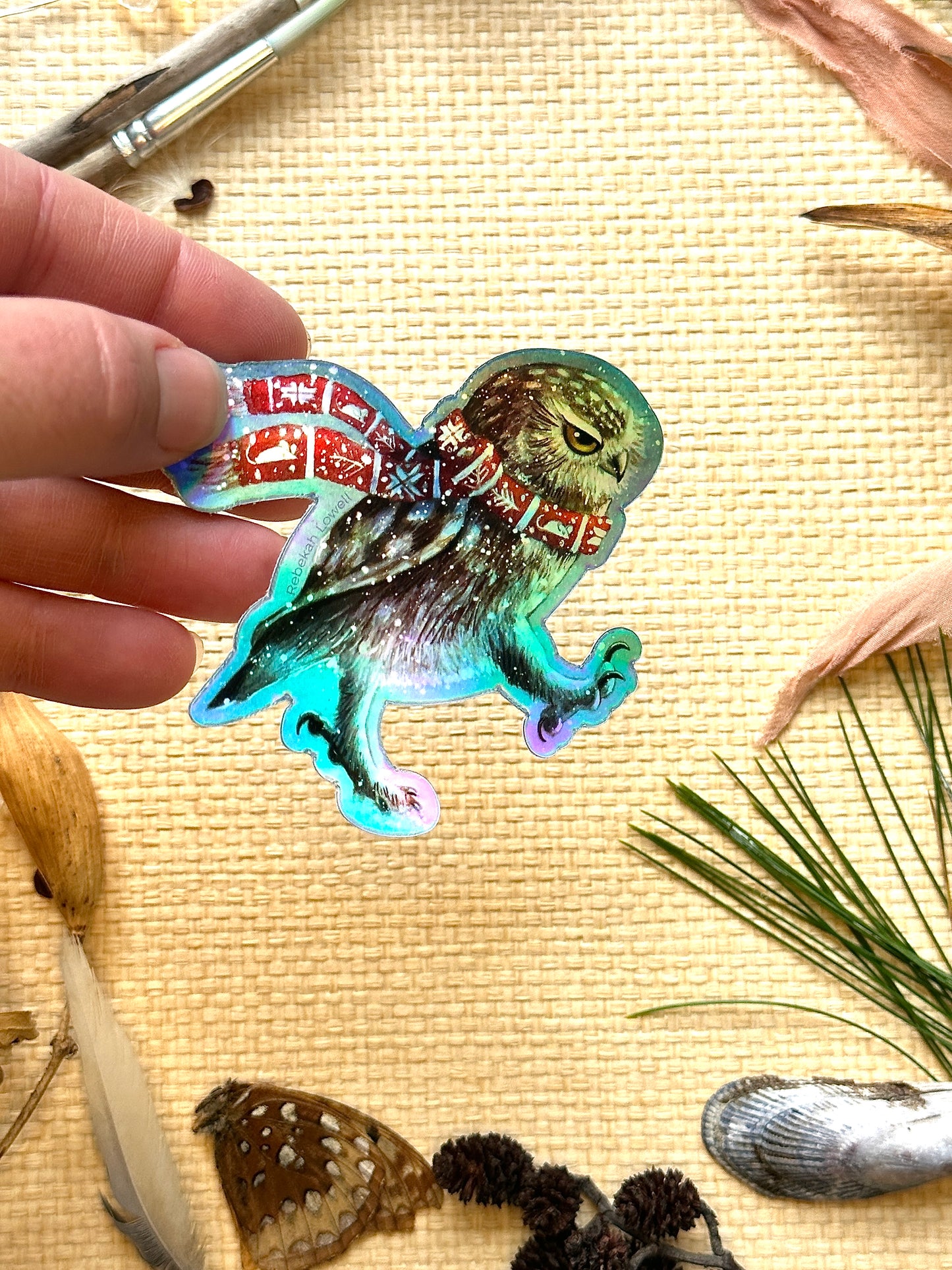 Grumpy Owl Holographic Vinyl Decal Bumper Sticker