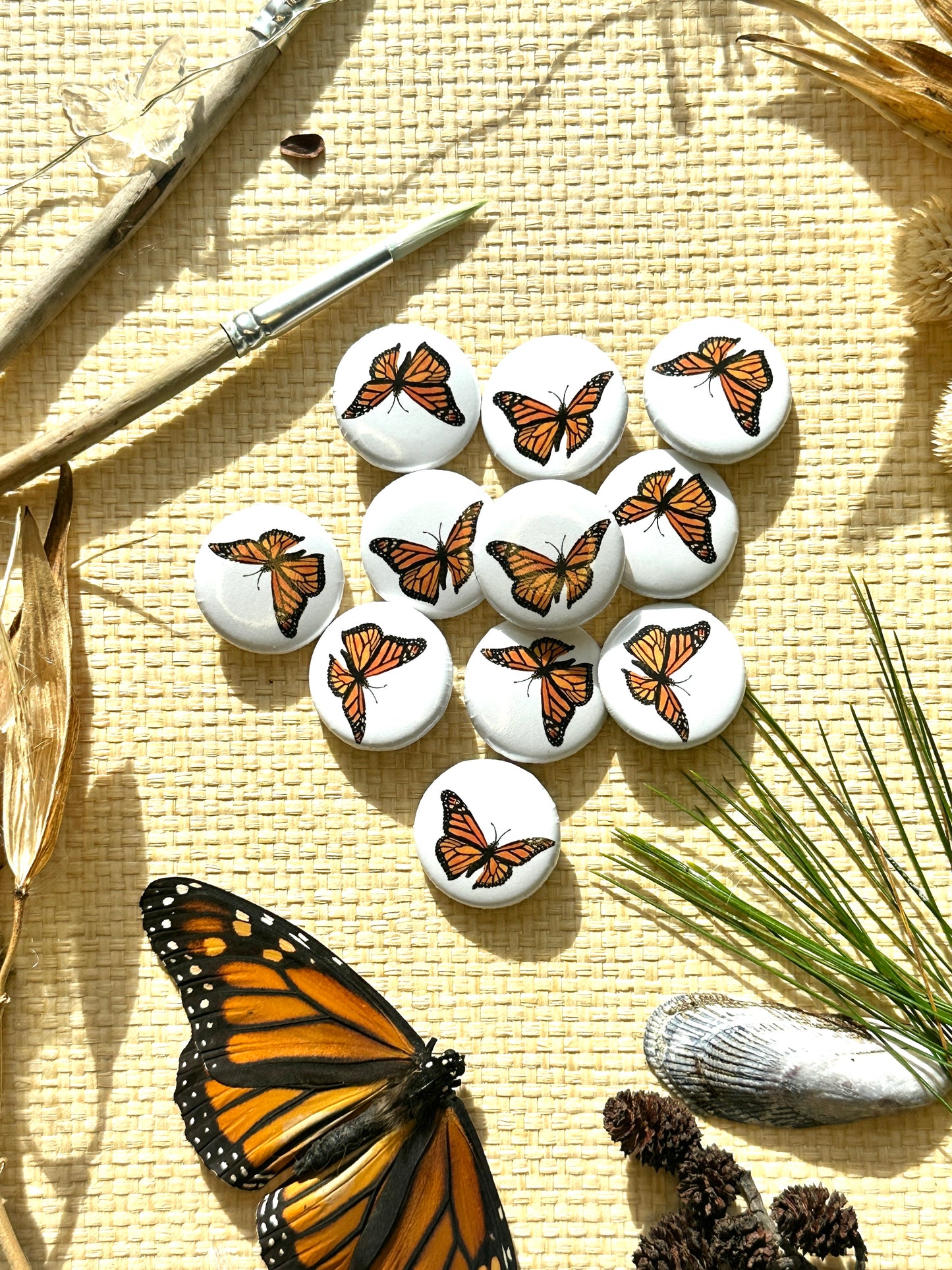 Monarch Butterfly on 1" Pin Button