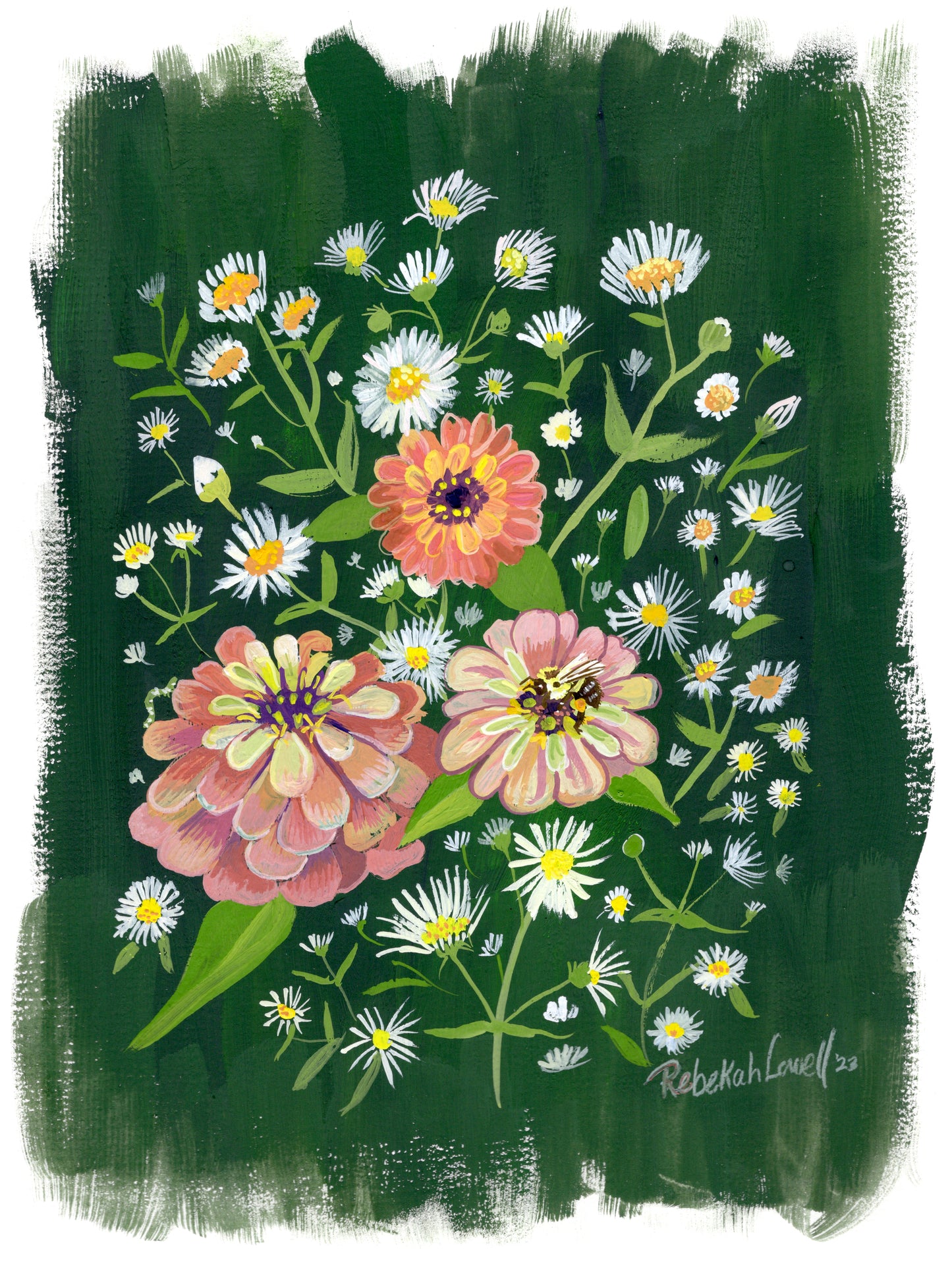 Zinnias & Asters Art Print