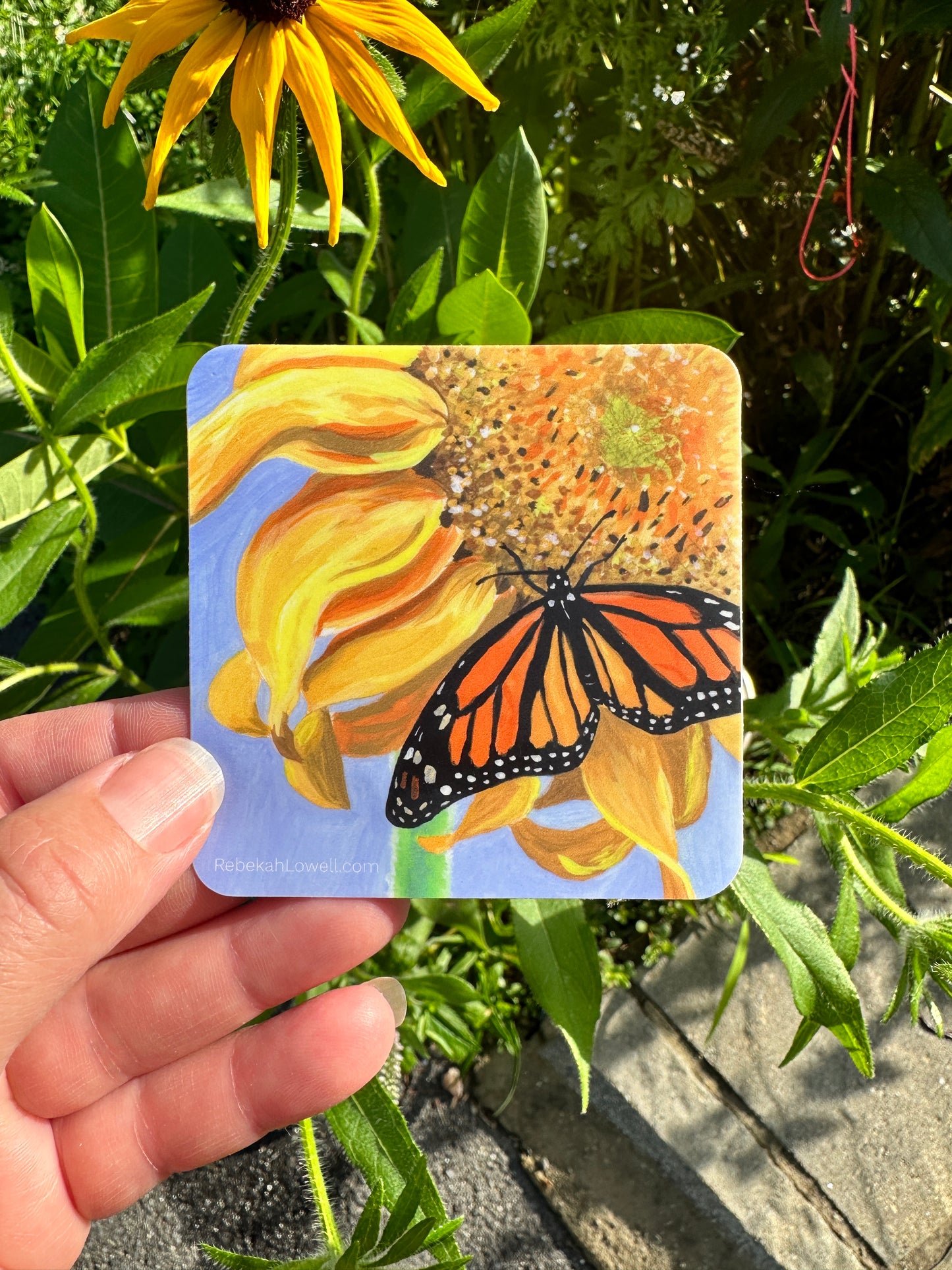 Sipping on Sunflowers Monarch Butterfly Sticker