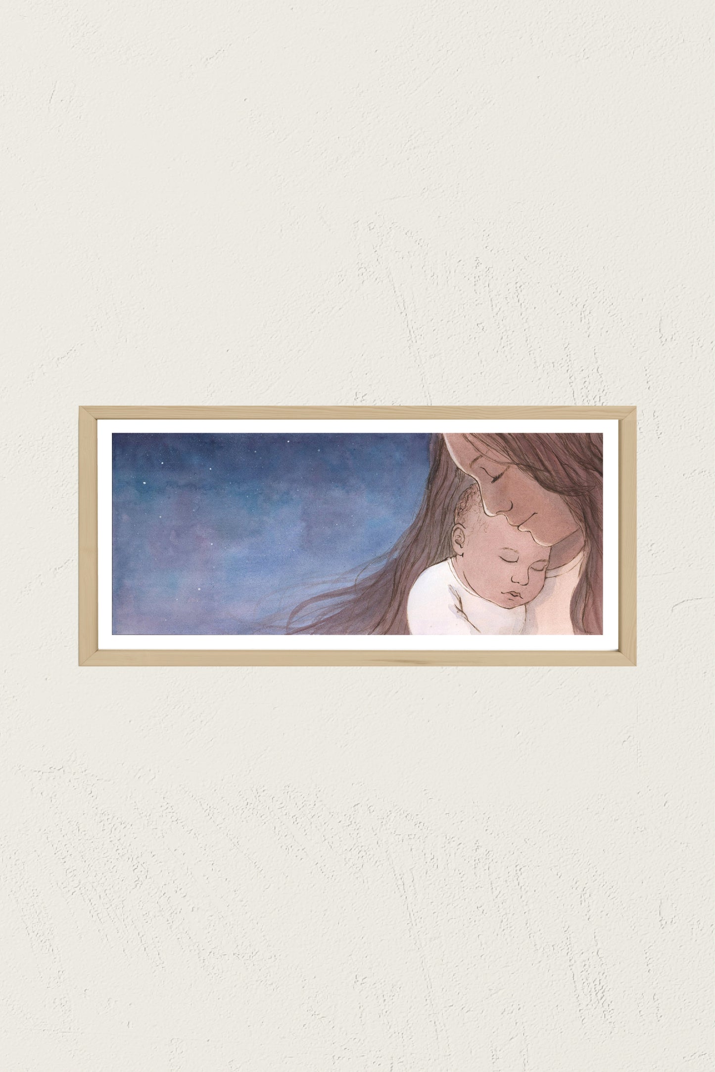 Mama Baby Snuggling Watercolor and Gouache Original Painting