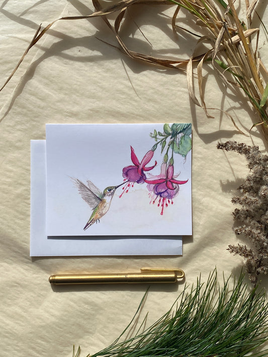 Ruby-throated Hummingbird Blank Notecard
