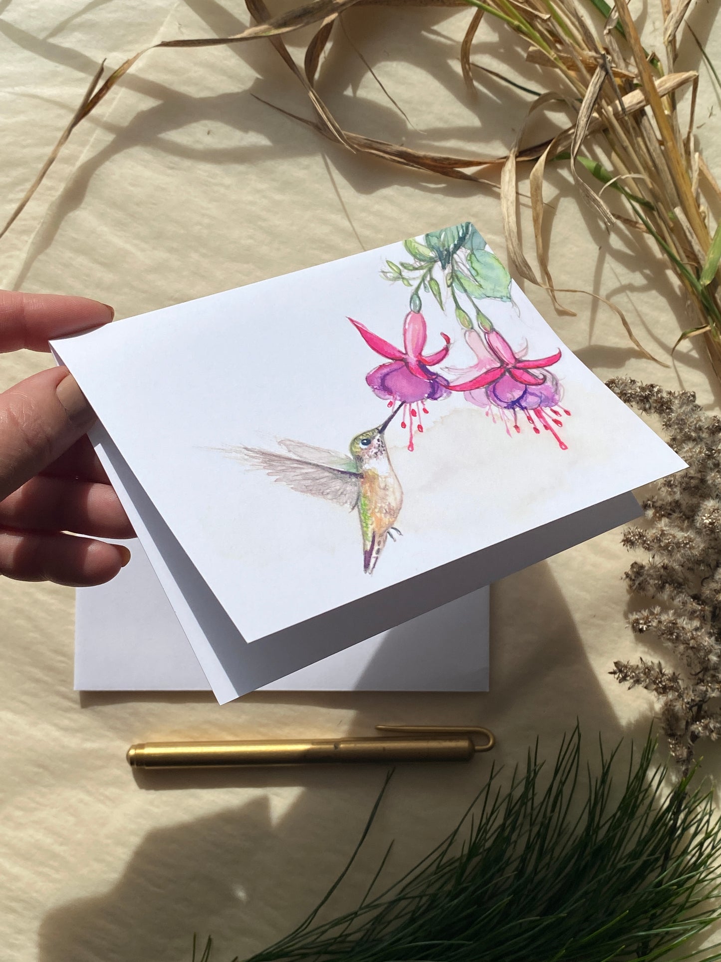 Ruby-throated Hummingbird Blank Notecard