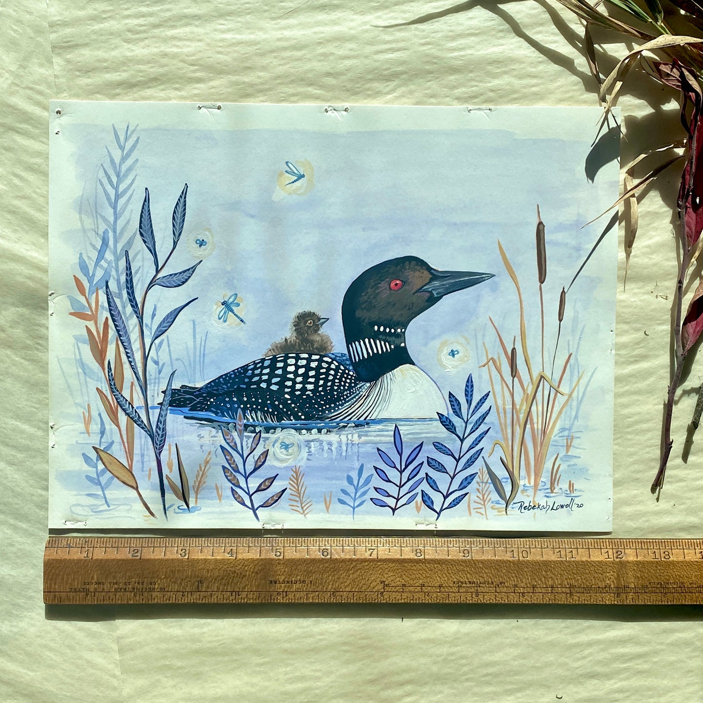 Common Loon and Chick Painting