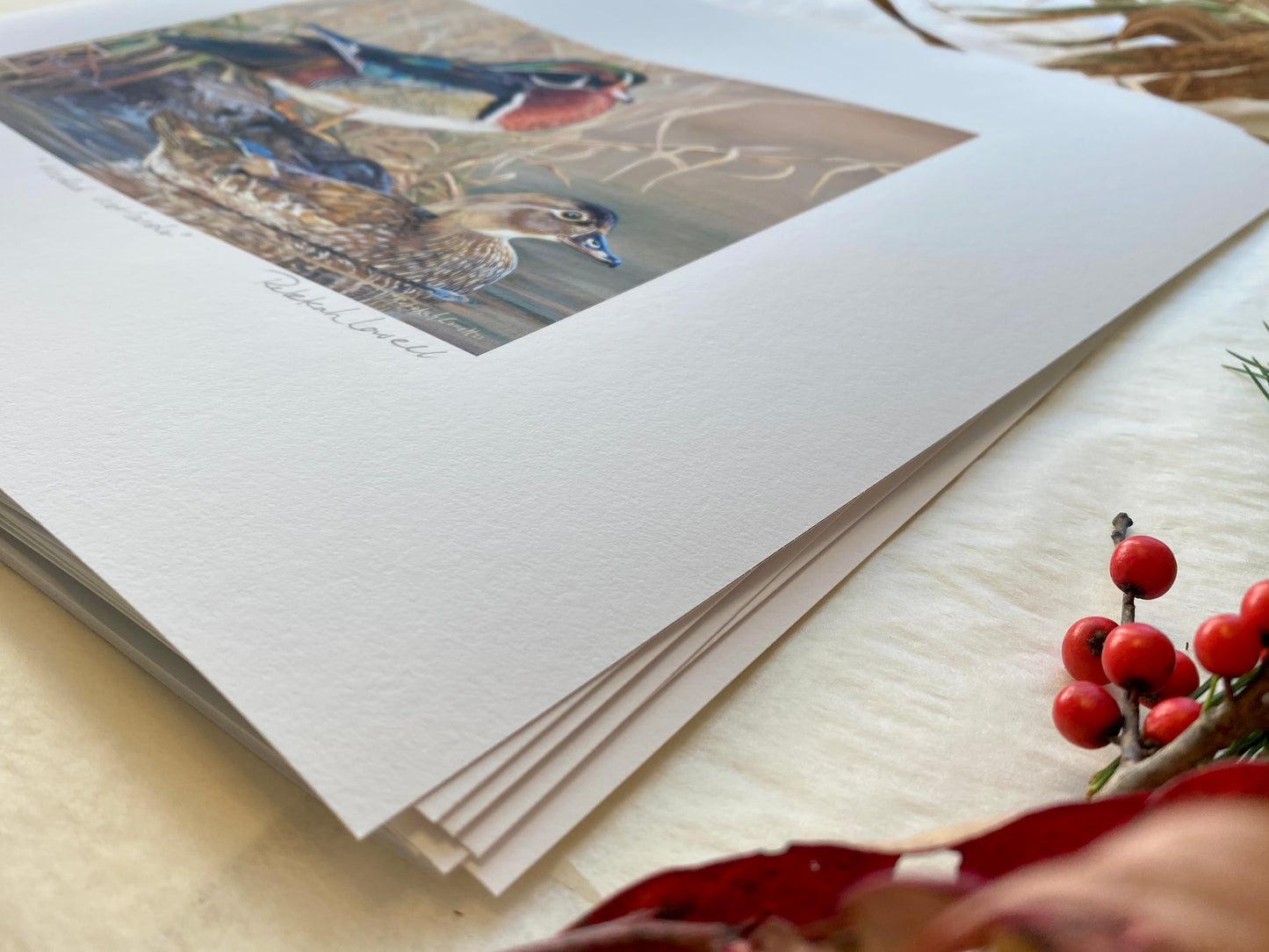 2022 Maine Duck Stamp Print, "Wooded Wetlands",  Wood Ducks