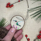 Hand-painted Wood Slice Ornament, Ruby-throated Hummingbird