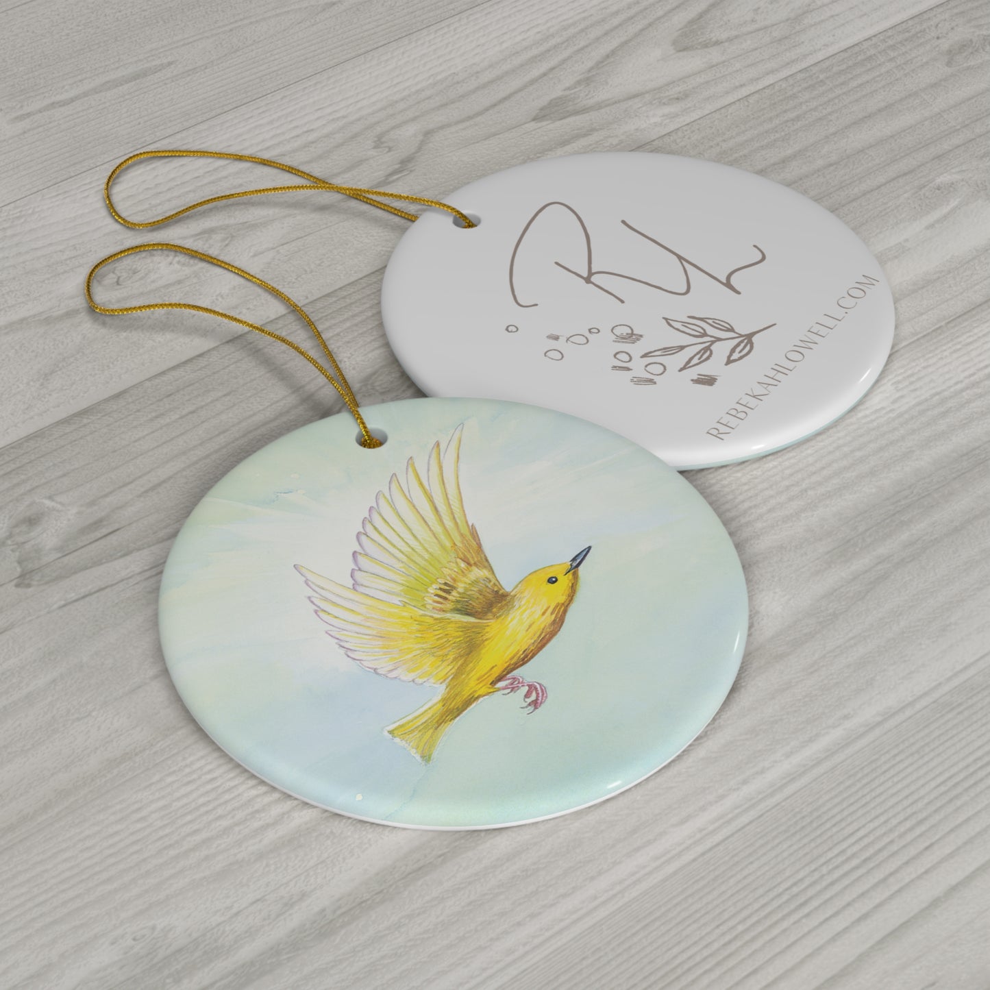 Yellow Warbler Ornament, ceramic