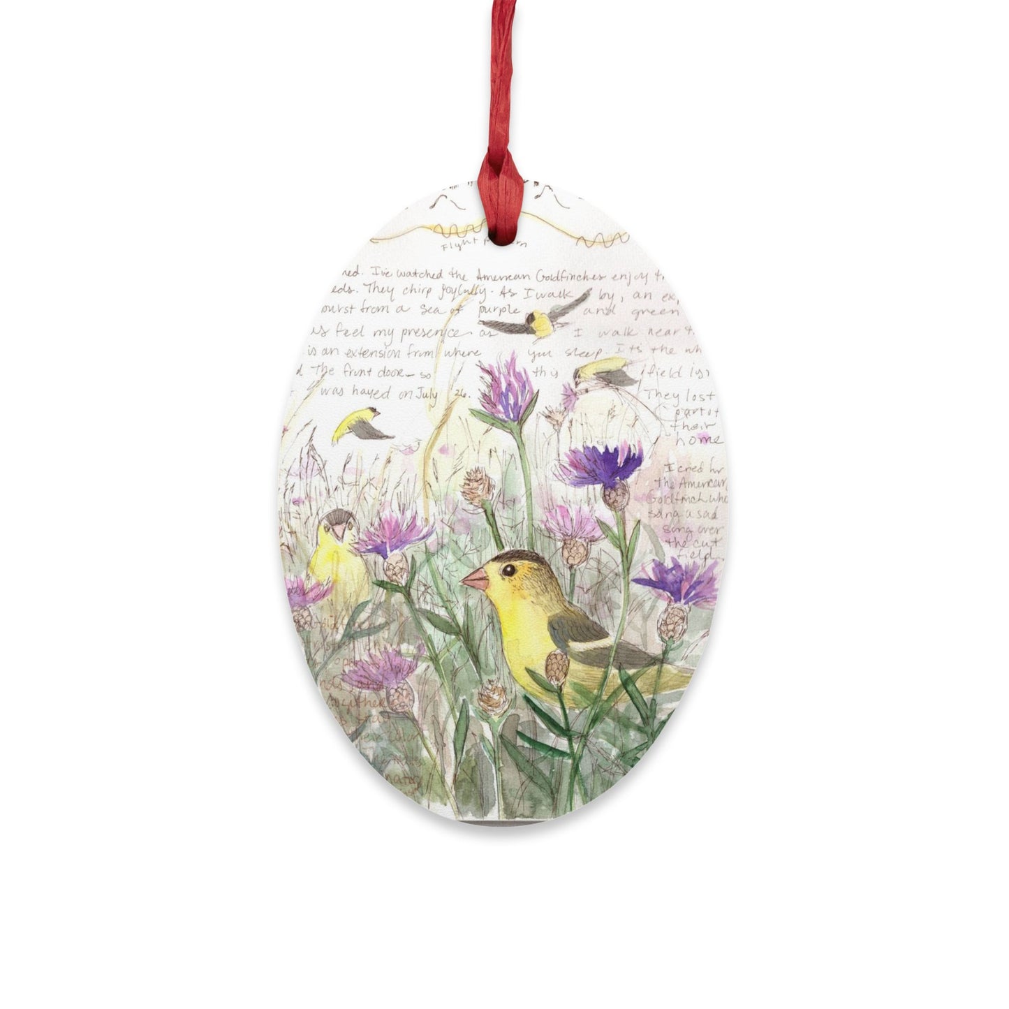 Copy of Cedar Waxwing Nature Journal Page Wooden Ornament