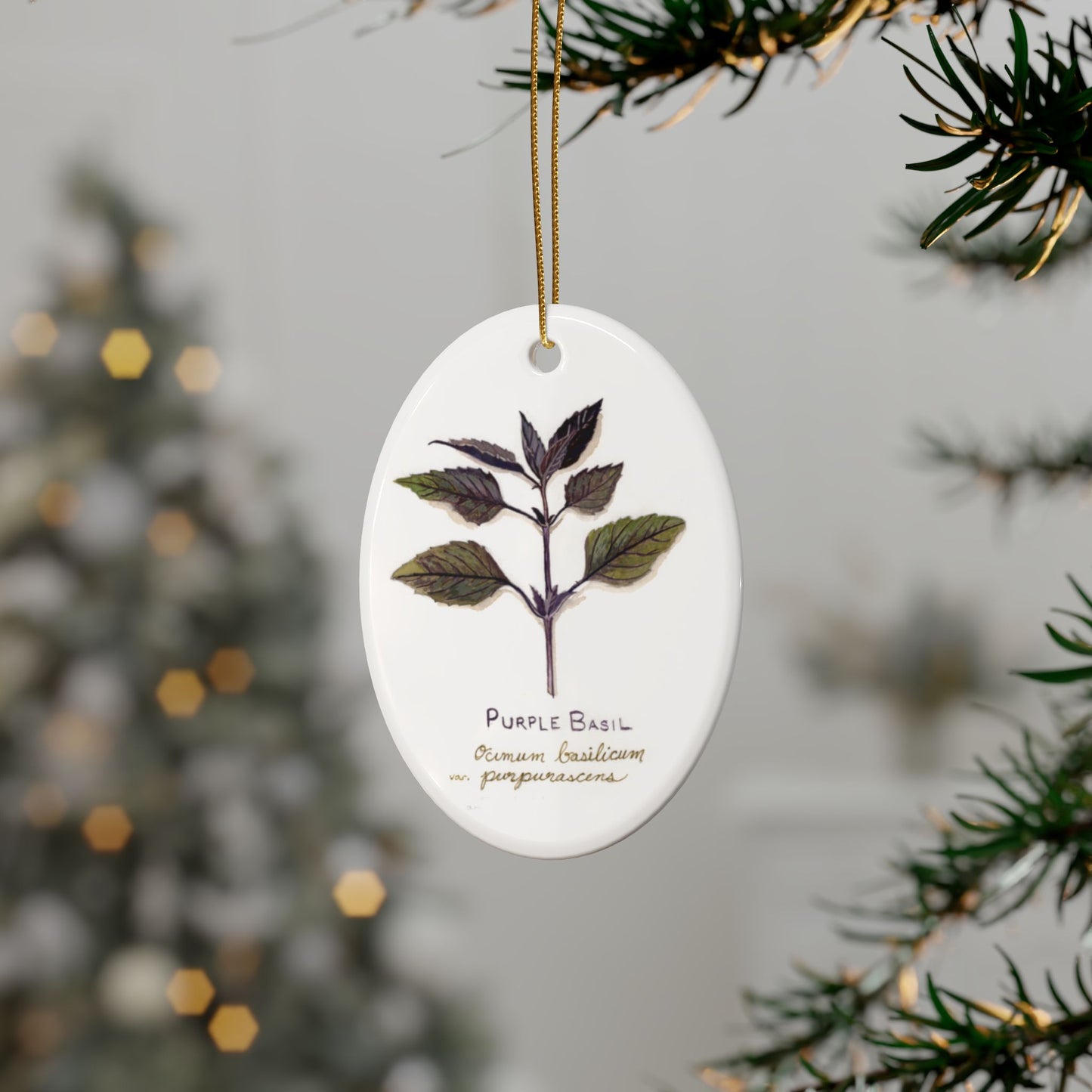 Purple Basil Ceramic Ornament