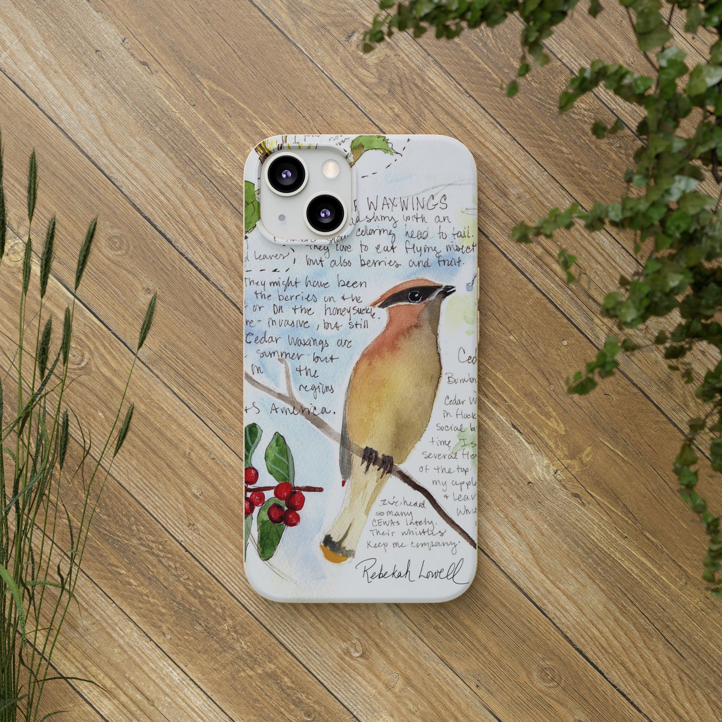 Cedar Waxwing Biodegradable Phone Case