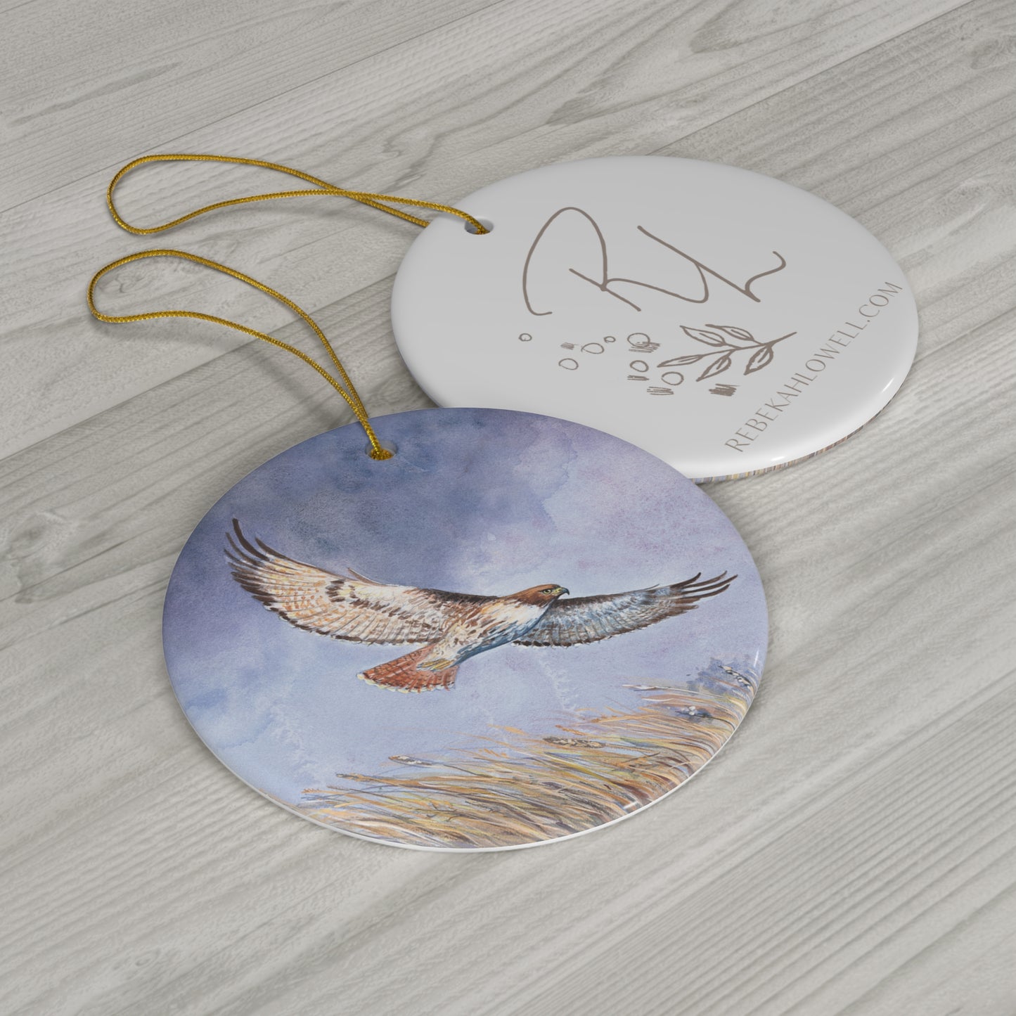 Red-tailed Hawk Ornament, ceramic