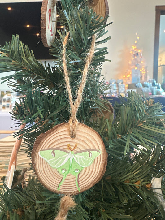 Hand painted Luna Moth Ornament