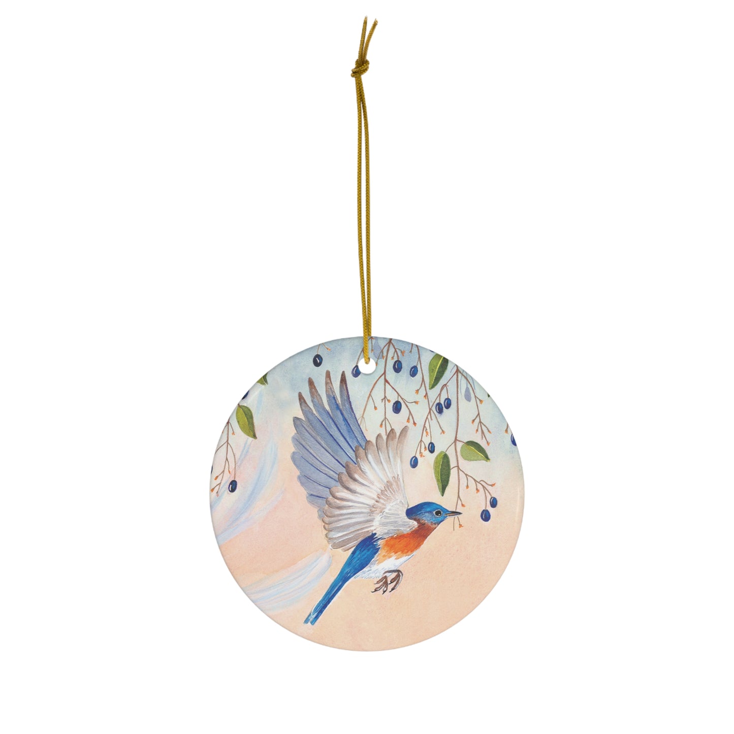 Eastern Bluebird Ornament, ceramic