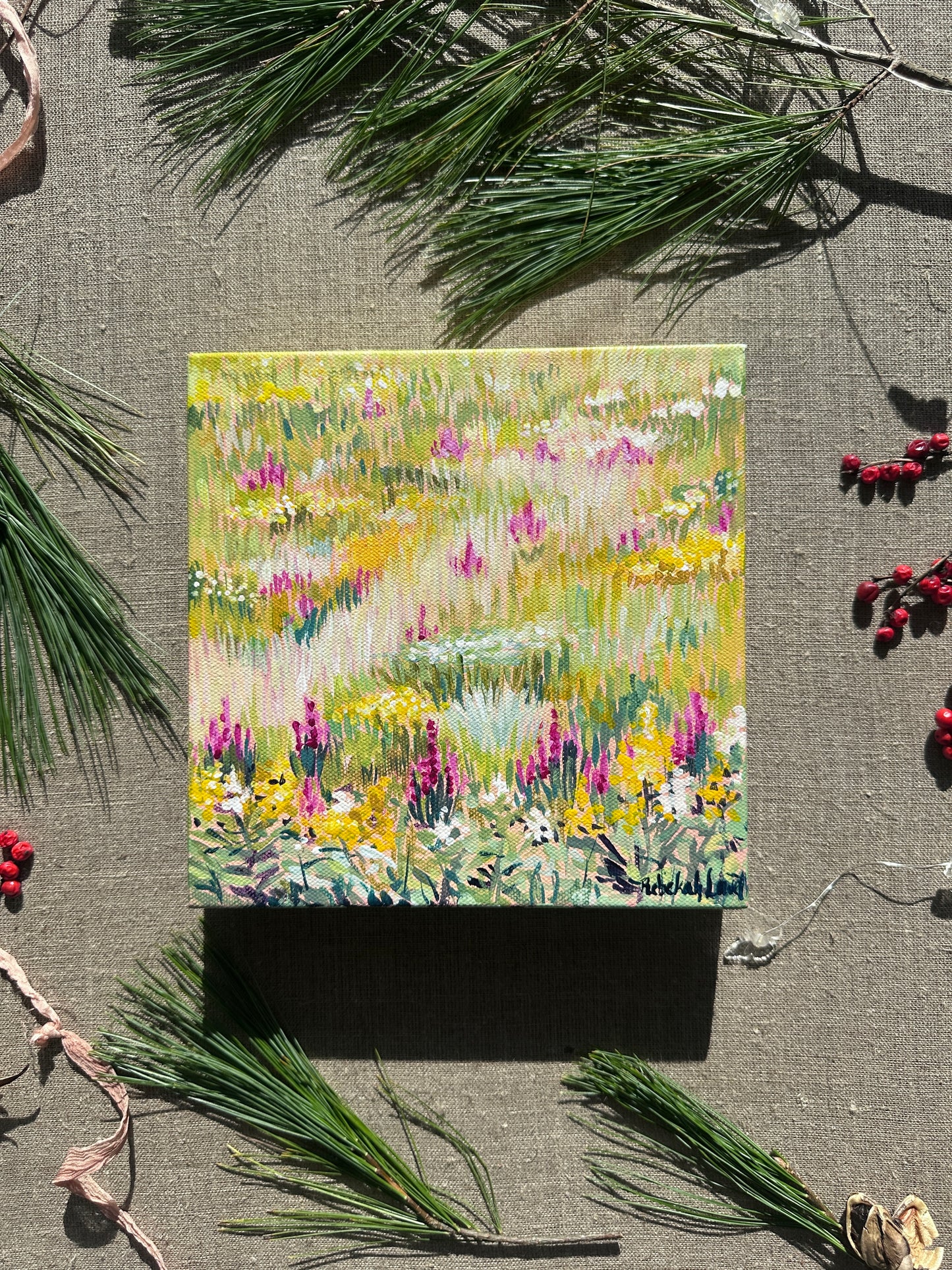 Original Landscape Painting of North Meadow, Gilsland Farm, Maine Audubon by Rebekah Lowell