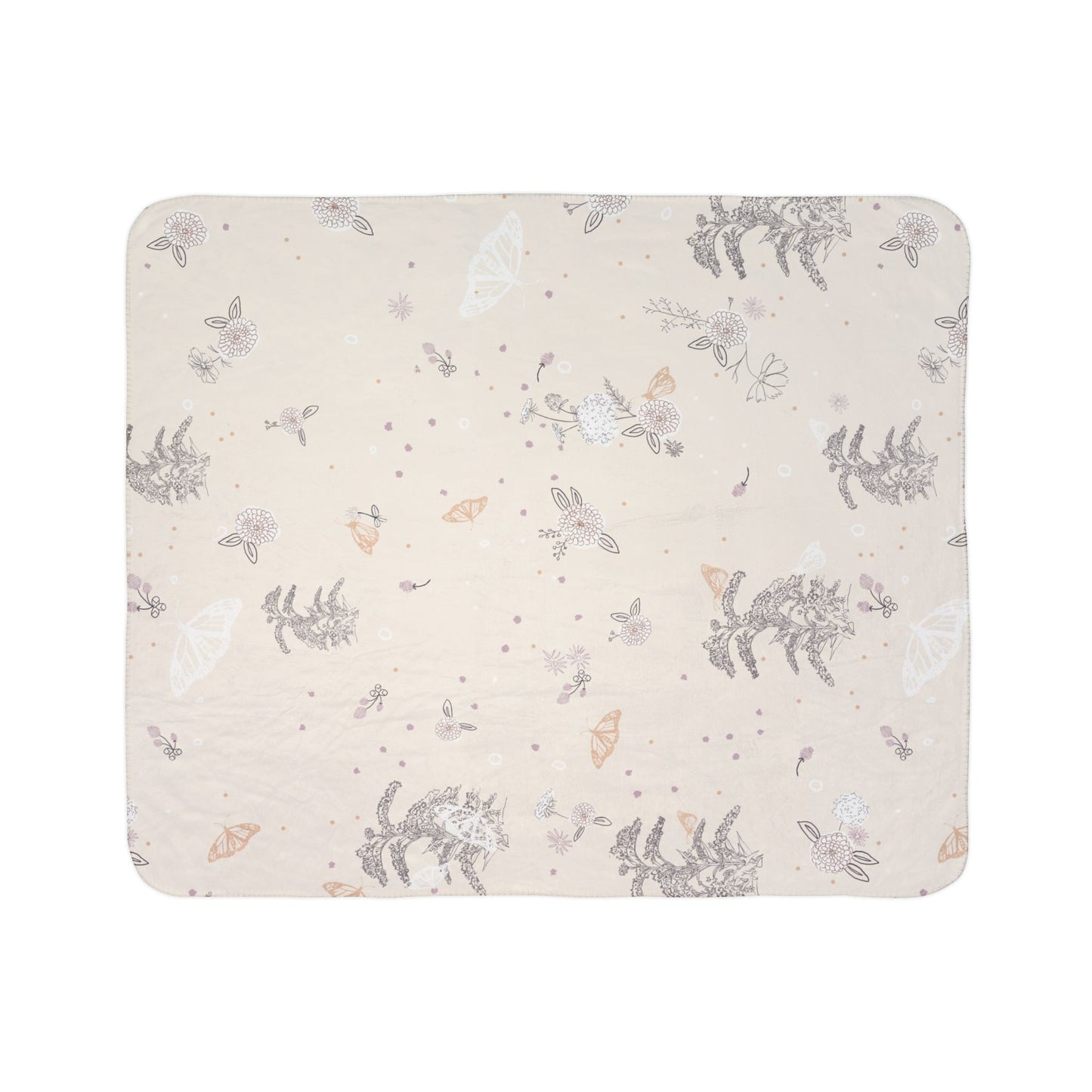 Monarch Bouquet Fleece Sherpa Blanket