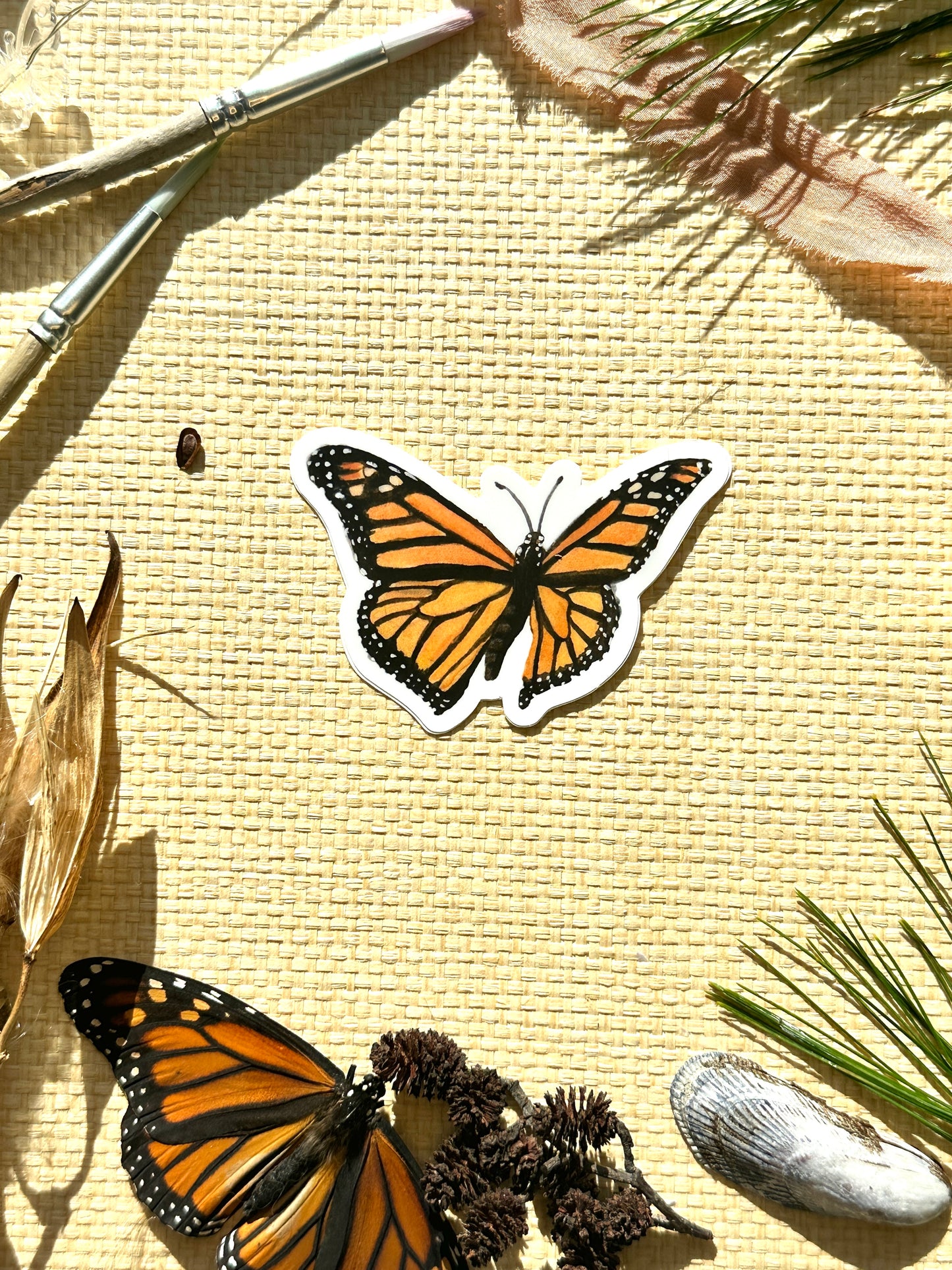 Monarch Butterfly in Flight Vinyl Decal Bumper Sticker