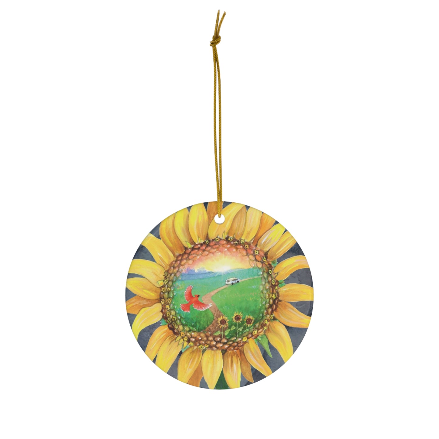 The Road to After Sunflower Ornament, ceramic