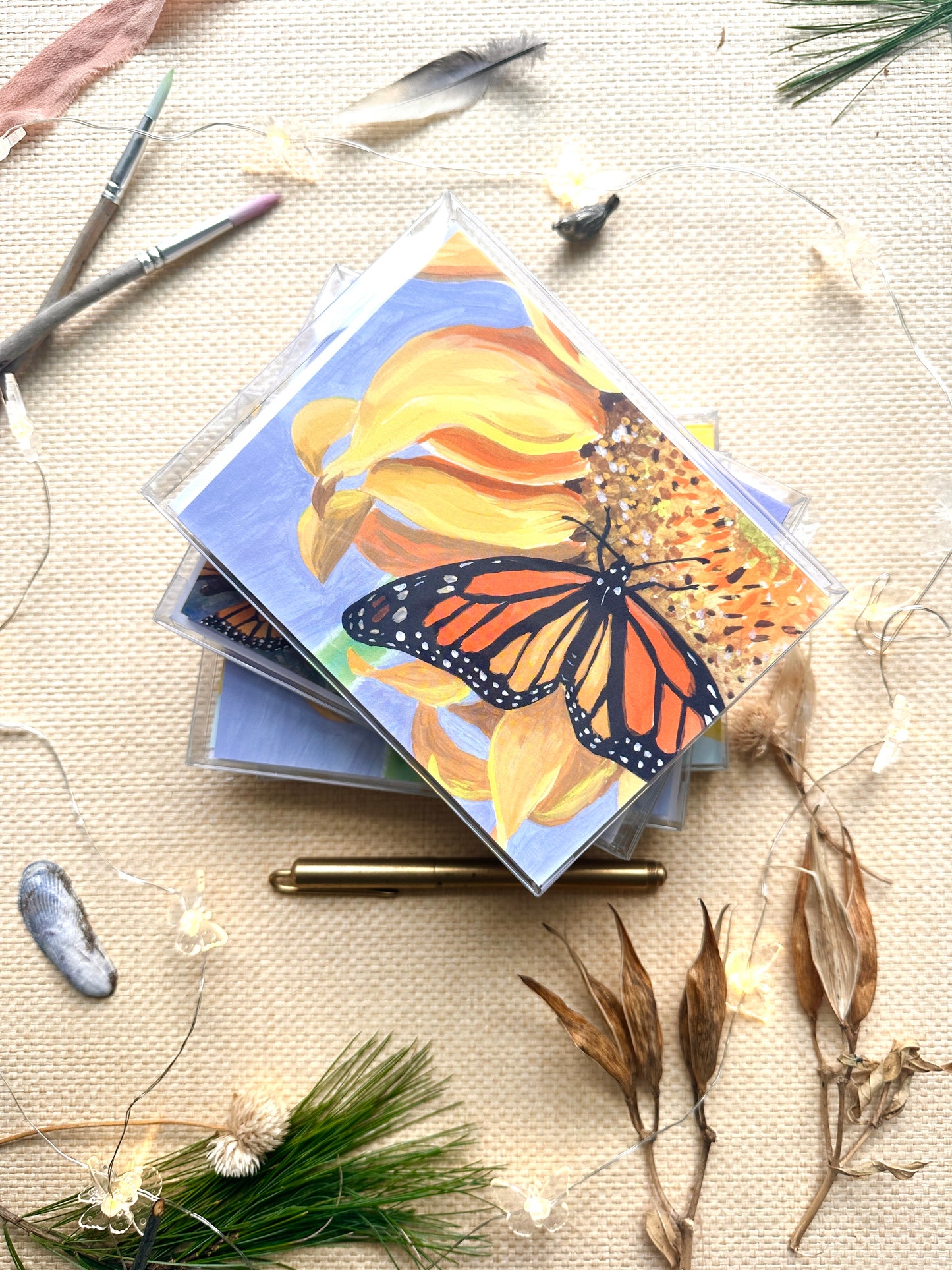 Boxed Set of Six Blank Notecards, Monarchs Collection