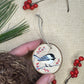 Hand-painted Wood Slice Ornament, Black-capped Chickadee