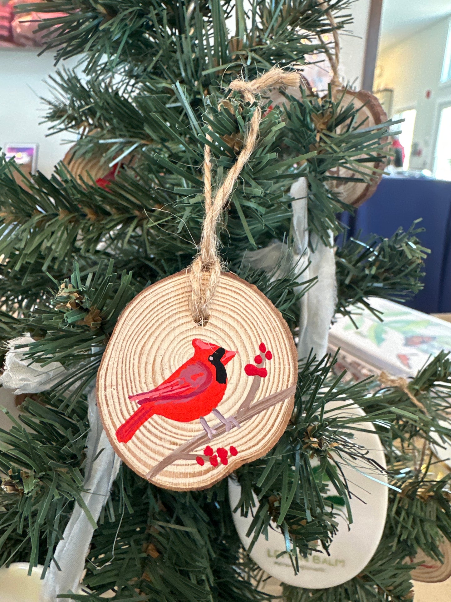 Hand painted Northern Cardinal Ornament