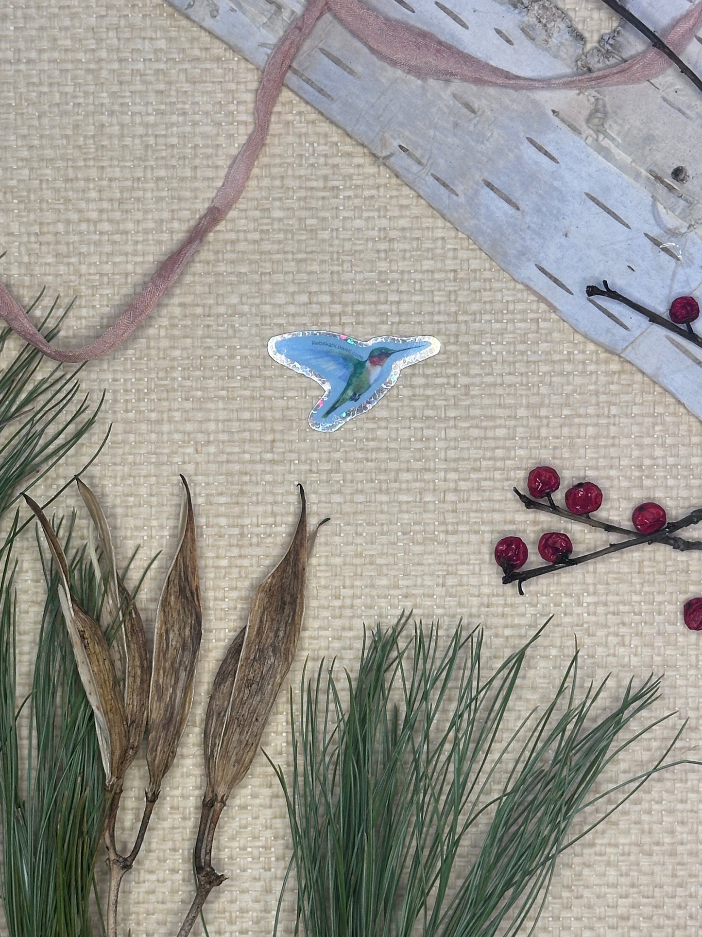 Ruby-throated Hummingbird Glitter Sticker