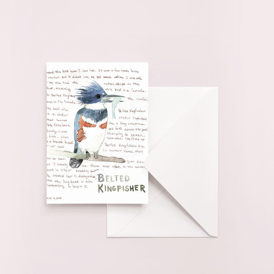 Belted Kingfisher Nature Journal Page Blank Notecard