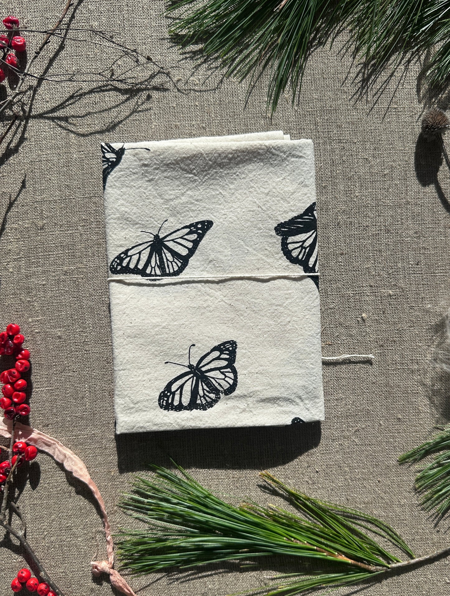 Monarch Butterfly Tea Towel, Black